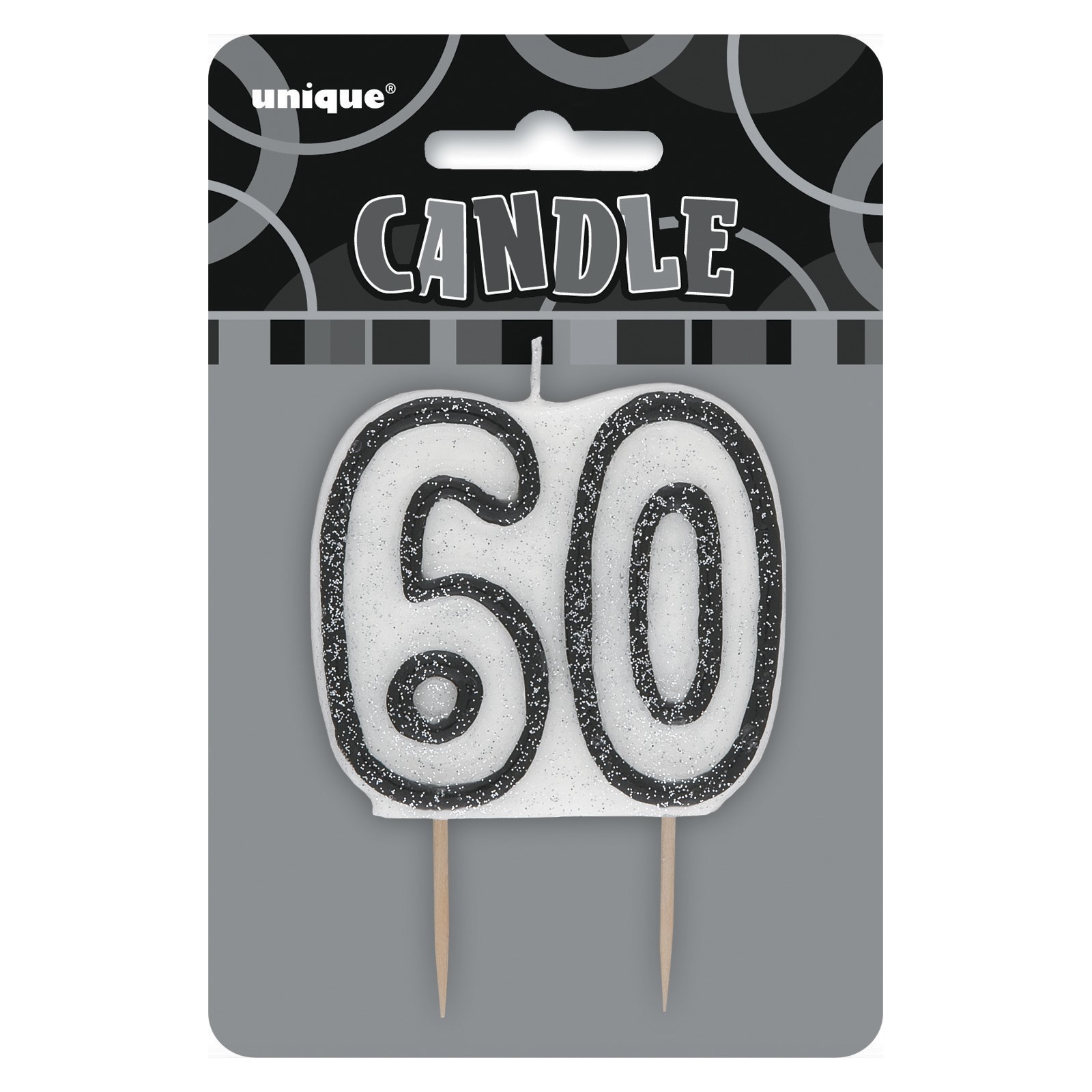 Glitz Black 60th Birthday Candle