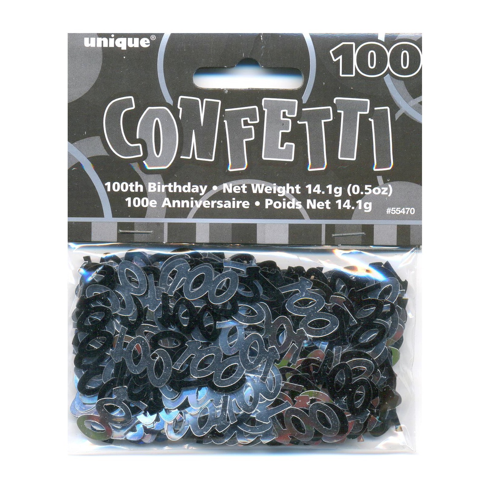 Glitz Black Silver 100th Birthday Confetti/Table Scatters