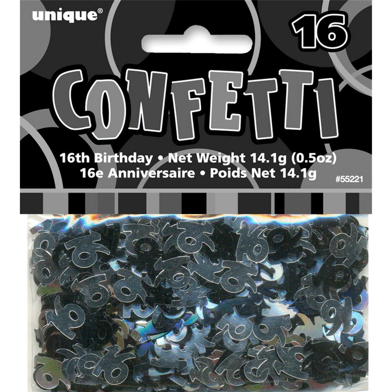 Glitz Black Silver 16th Birthday Confetti/Table Scatters