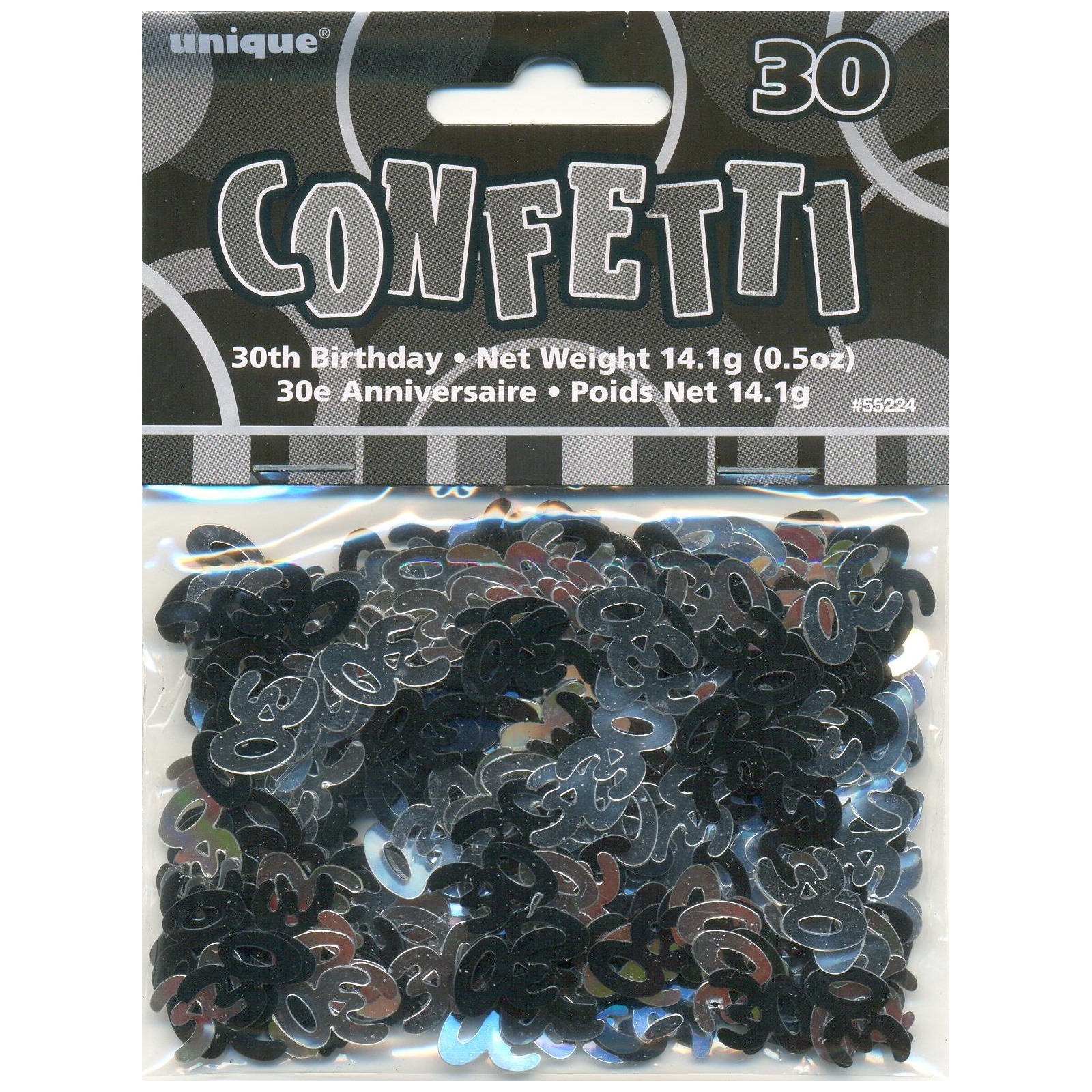 Glitz Black Silver 30th Birthday Confetti/Table Scatters