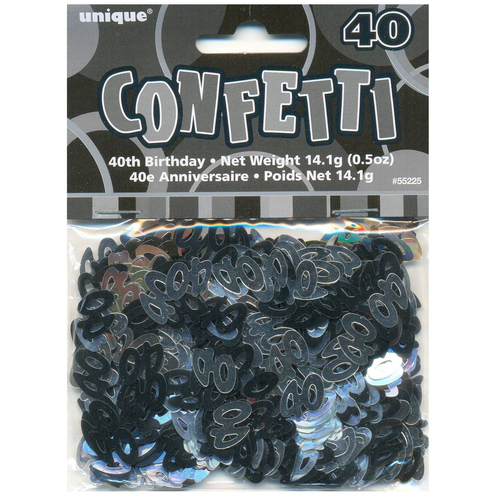 Glitz Black Silver 40th Birthday Confetti/Table Scatters
