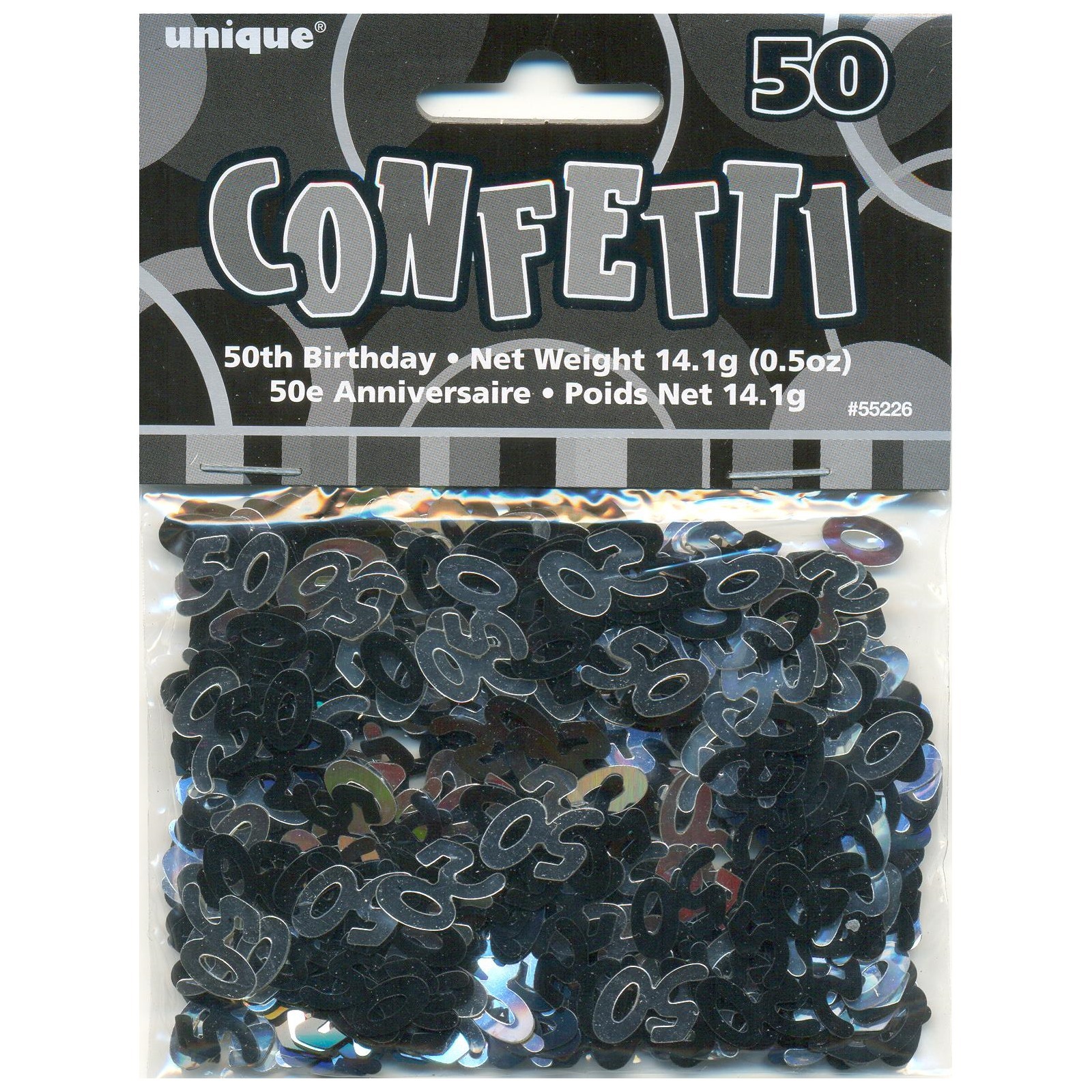 Glitz Black Silver 50th Birthday Confetti/Table Scatters
