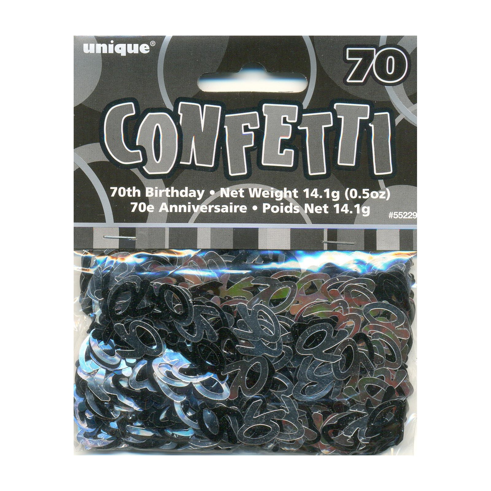 Glitz Black Silver 70th Birthday Confetti/Table Scatters