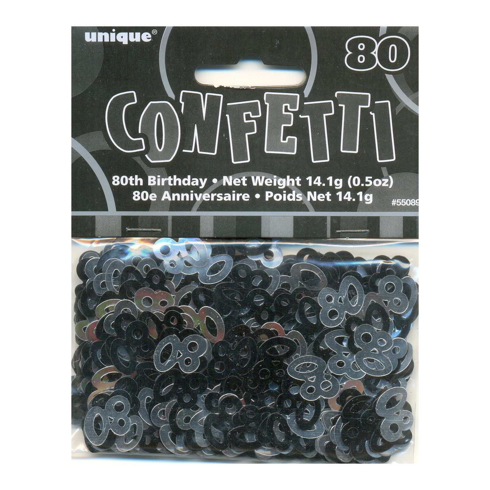 Glitz Black Silver 80th Birthday Confetti/Table Scatters