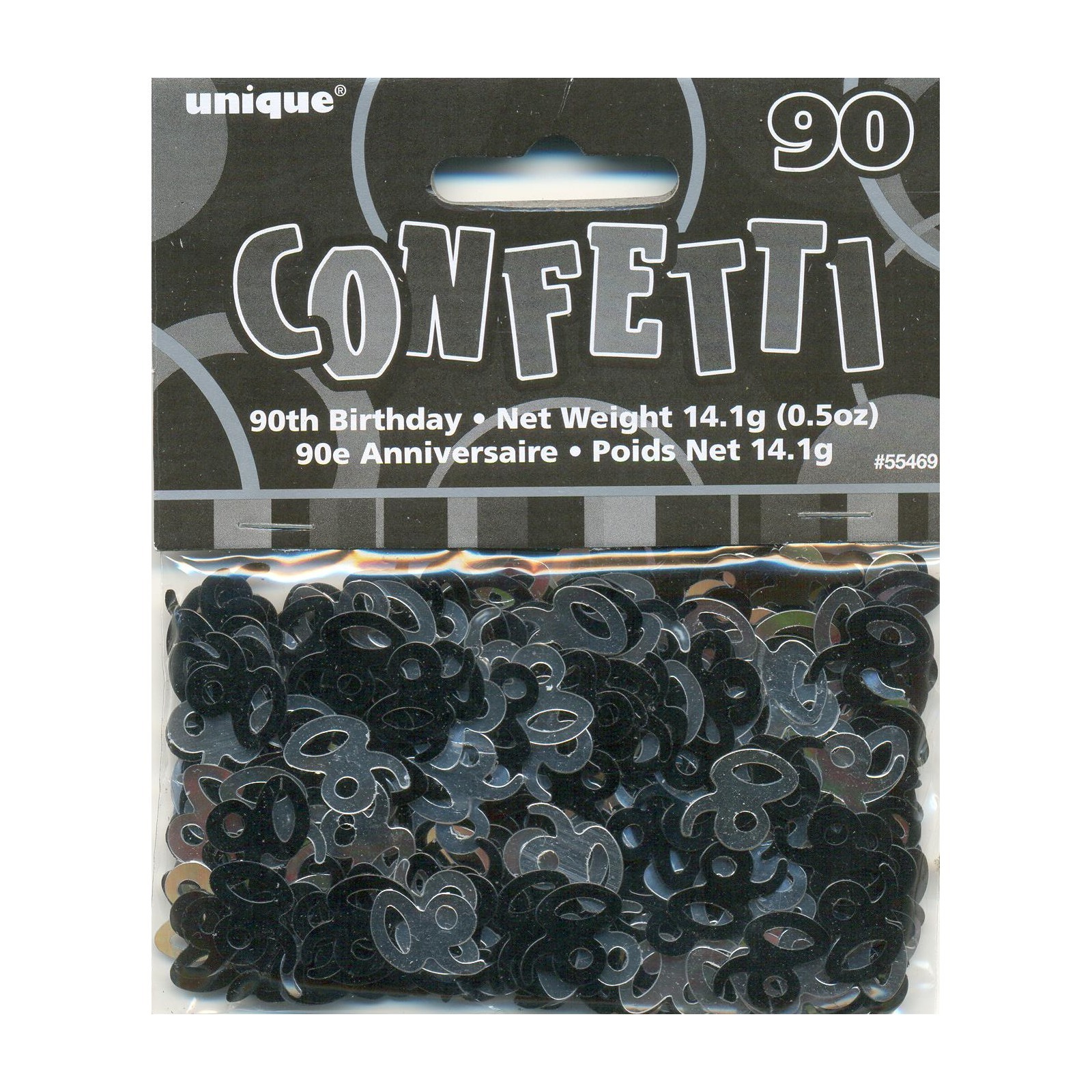Glitz Black Silver 90th Birthday Confetti/Table Scatters
