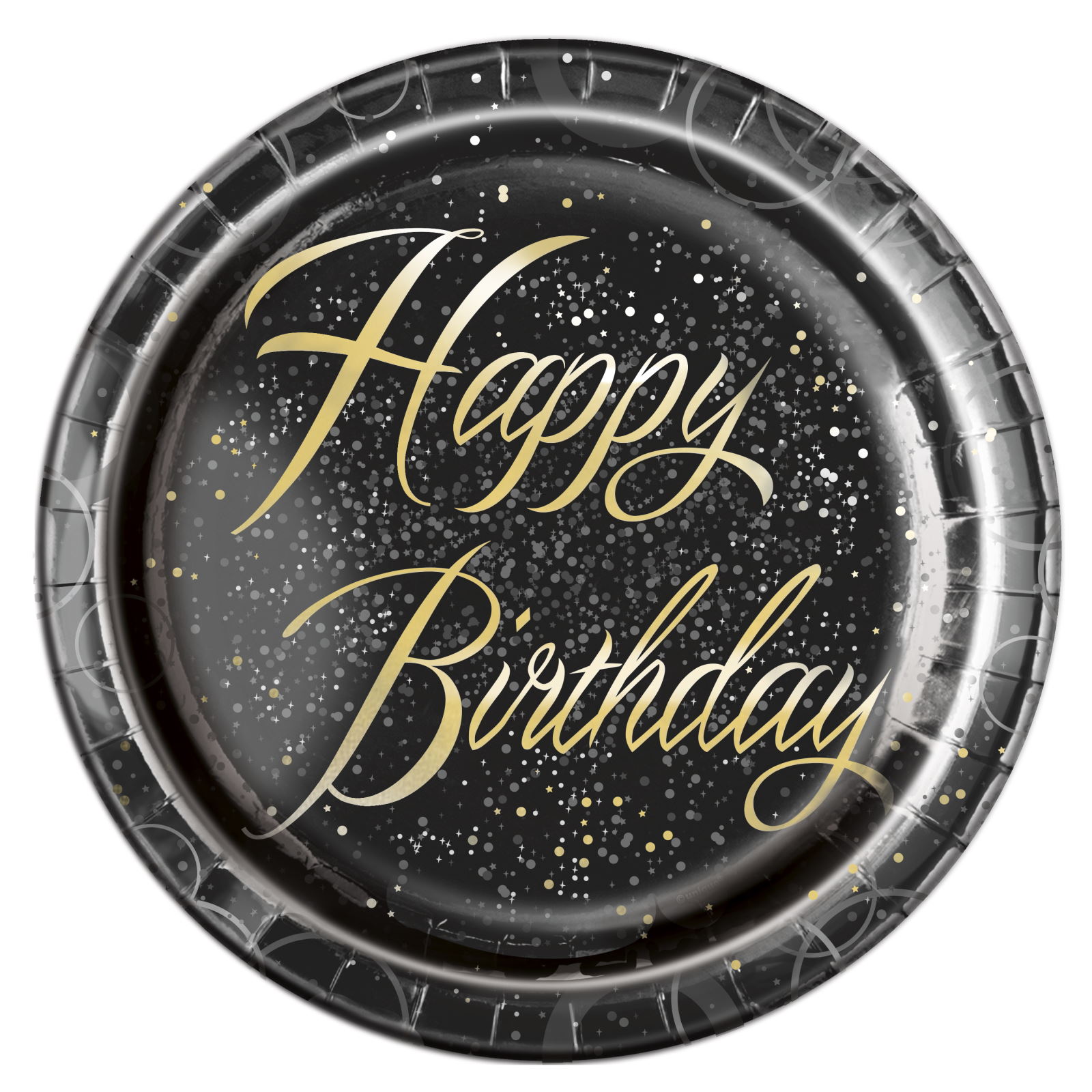 Glitz Gold Happy Birthday Large Paper Plates (Pack of 8)