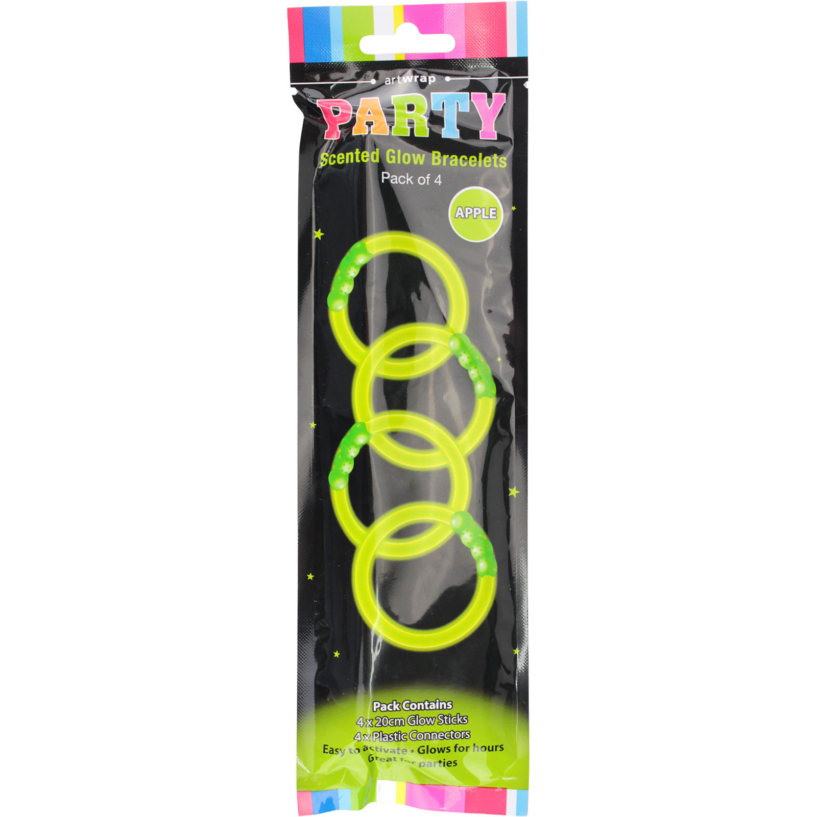 Apple Scented Green Glow Stick Bracelets (Pack of 4) 