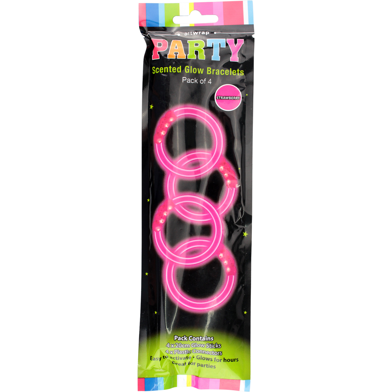 Strawberry Scented Pink Glow Stick Bracelets (Pack of 4)