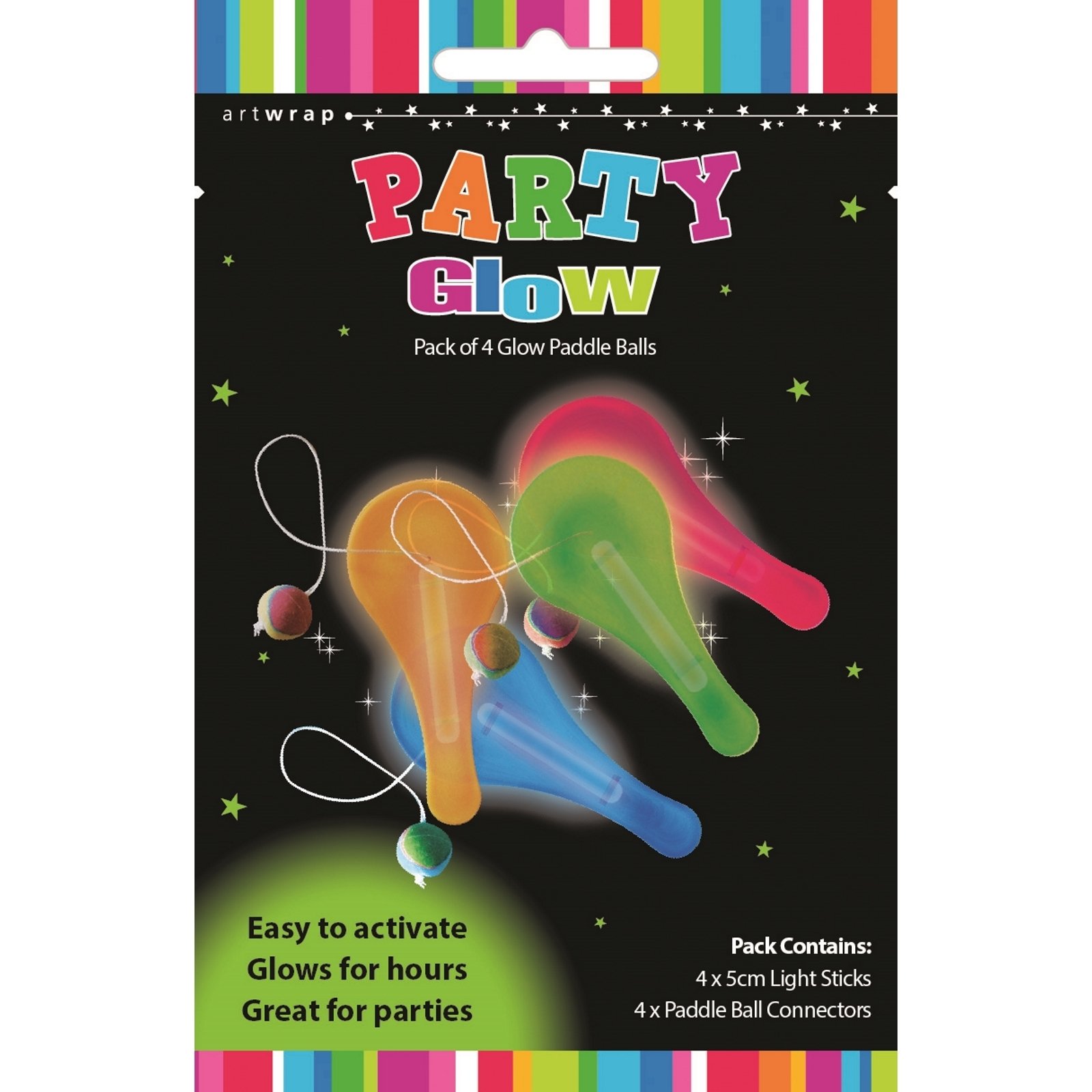 Glow Paddle Balls (Pack of 4)