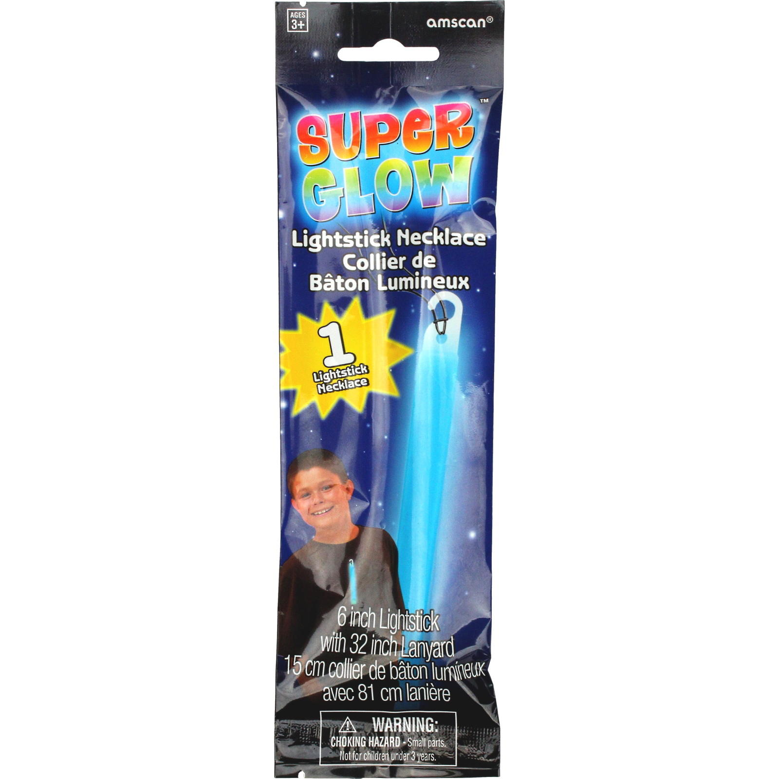 Blue Super Glow Stick Necklace 15cm