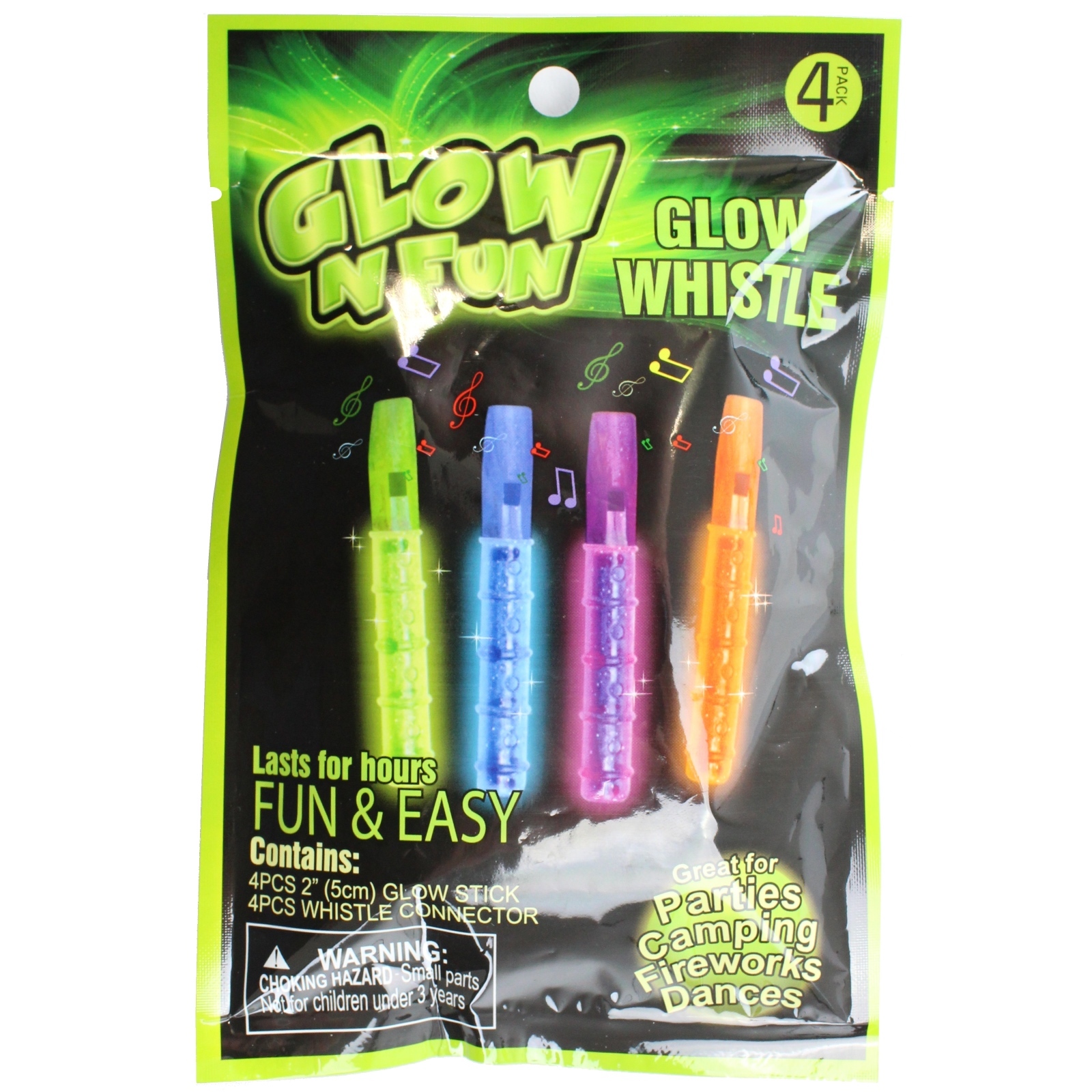 Mini Glow Whistles (Pack of 4)