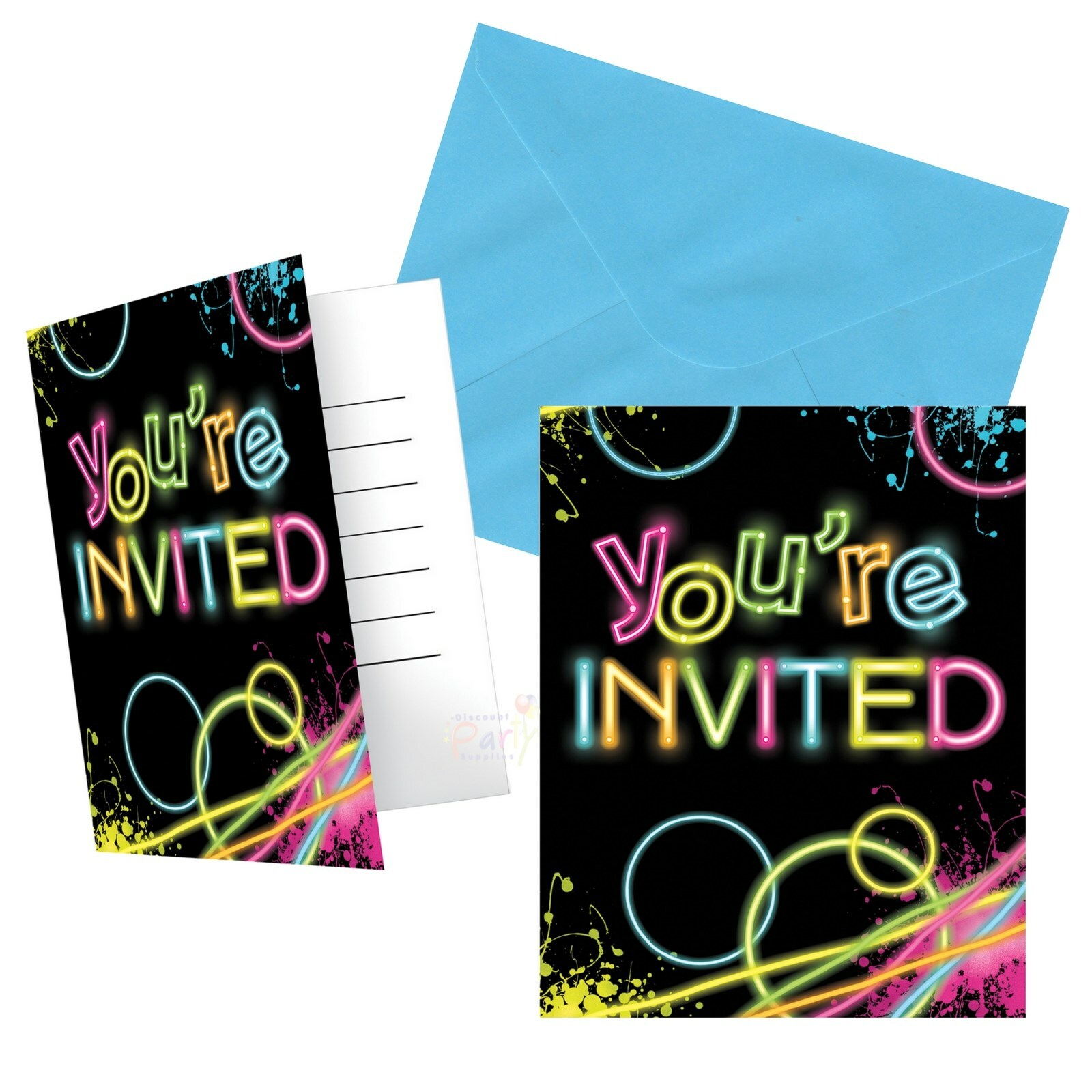 Glow Party Invitations (Pack of 8)