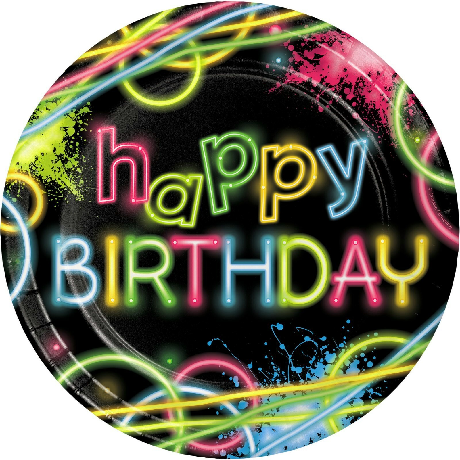 Glow Party Large Paper Plates (Pack of 8)