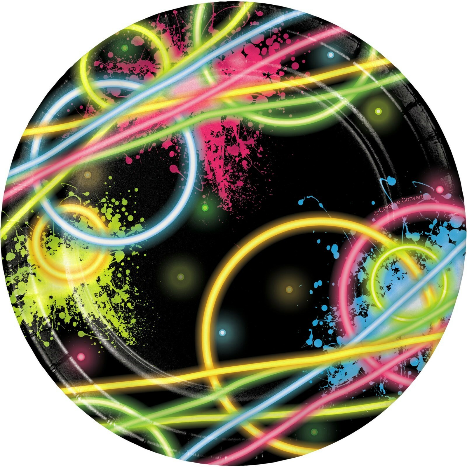 Glow Party Small Paper Plates (Pack of 8)