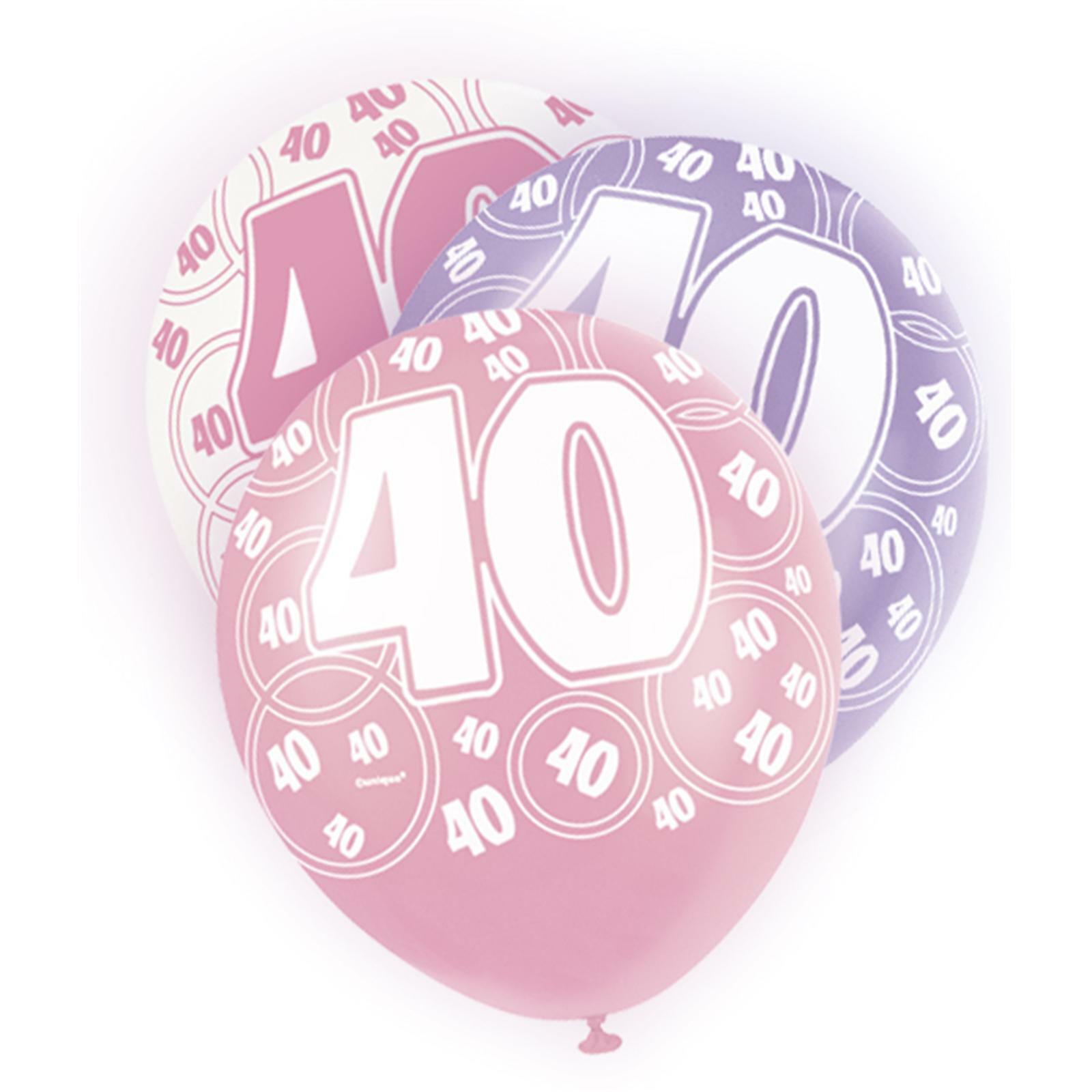 Glitz Pink 40th Birthday Balloons (Pack of 6)