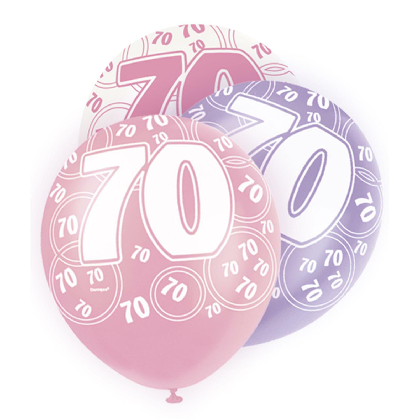 Glitz Pink 70th Birthday Balloons (Pack of 6)