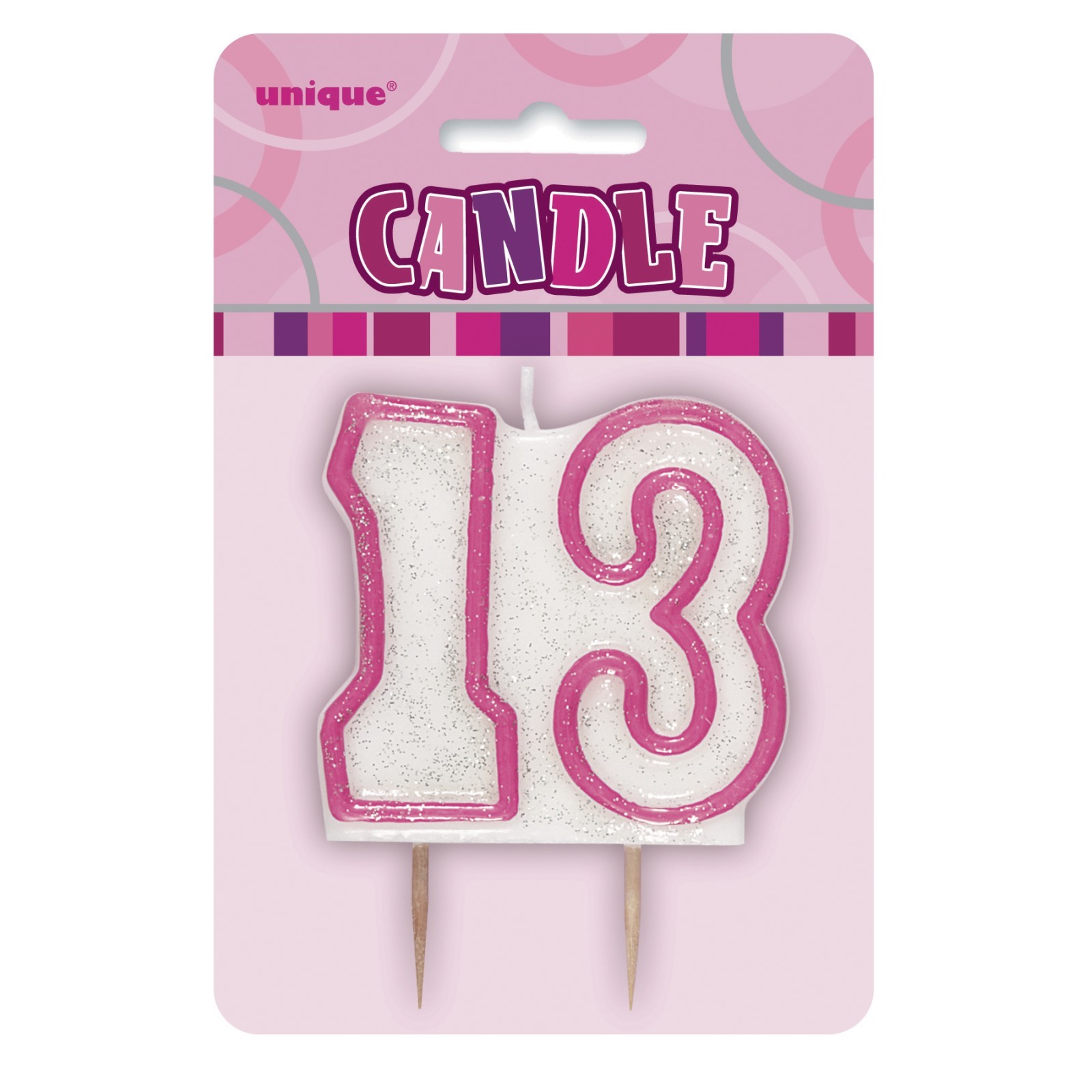 Glitz Pink 13th Birthday Candle