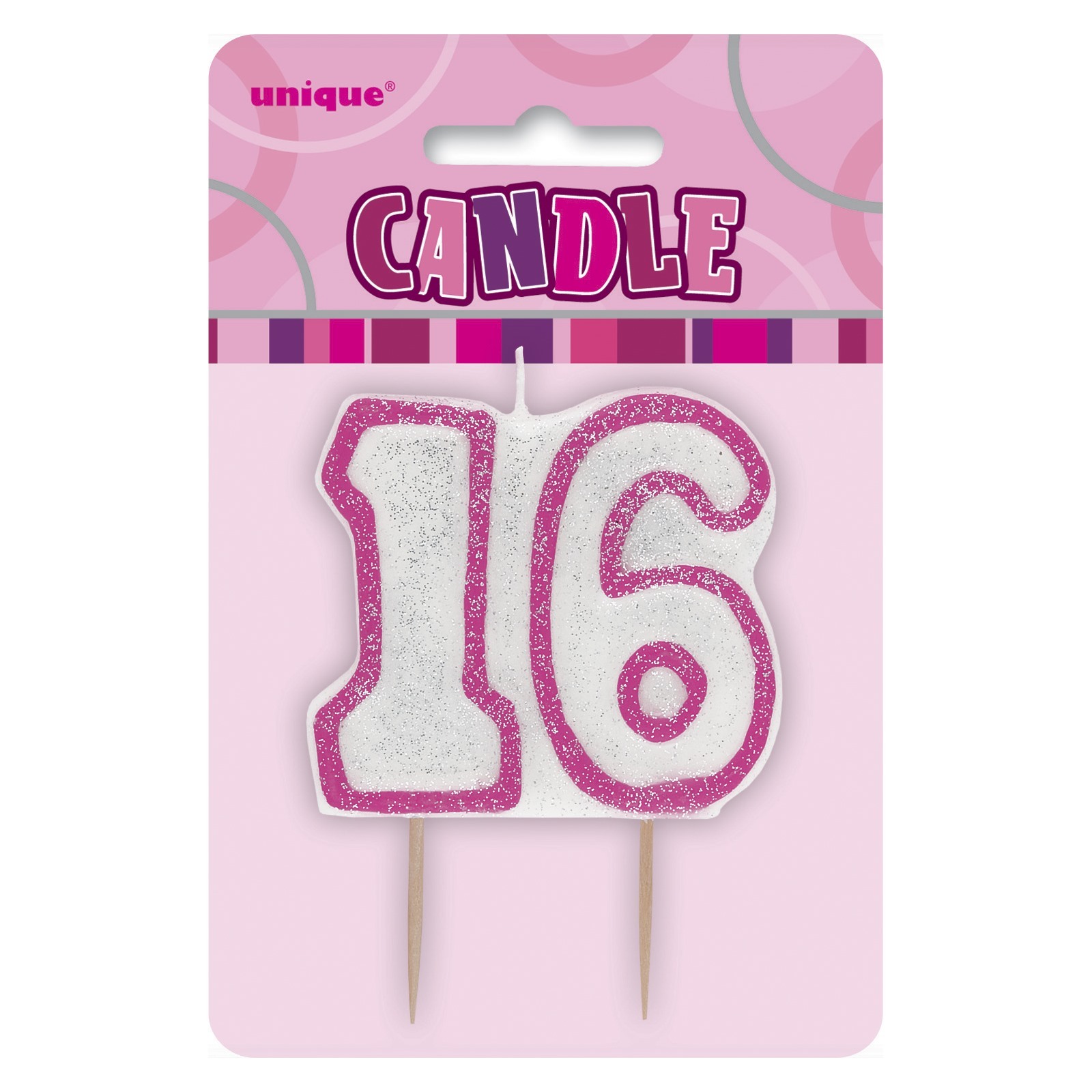 Glitz Pink 16th Birthday Candle