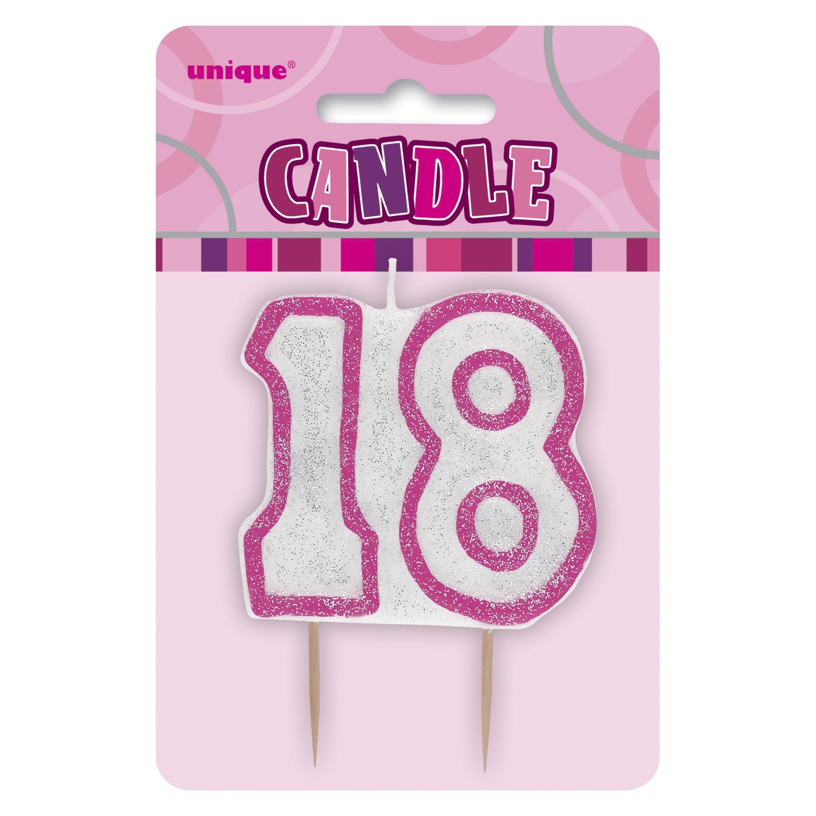 Glitz Pink 18th Birthday Candle