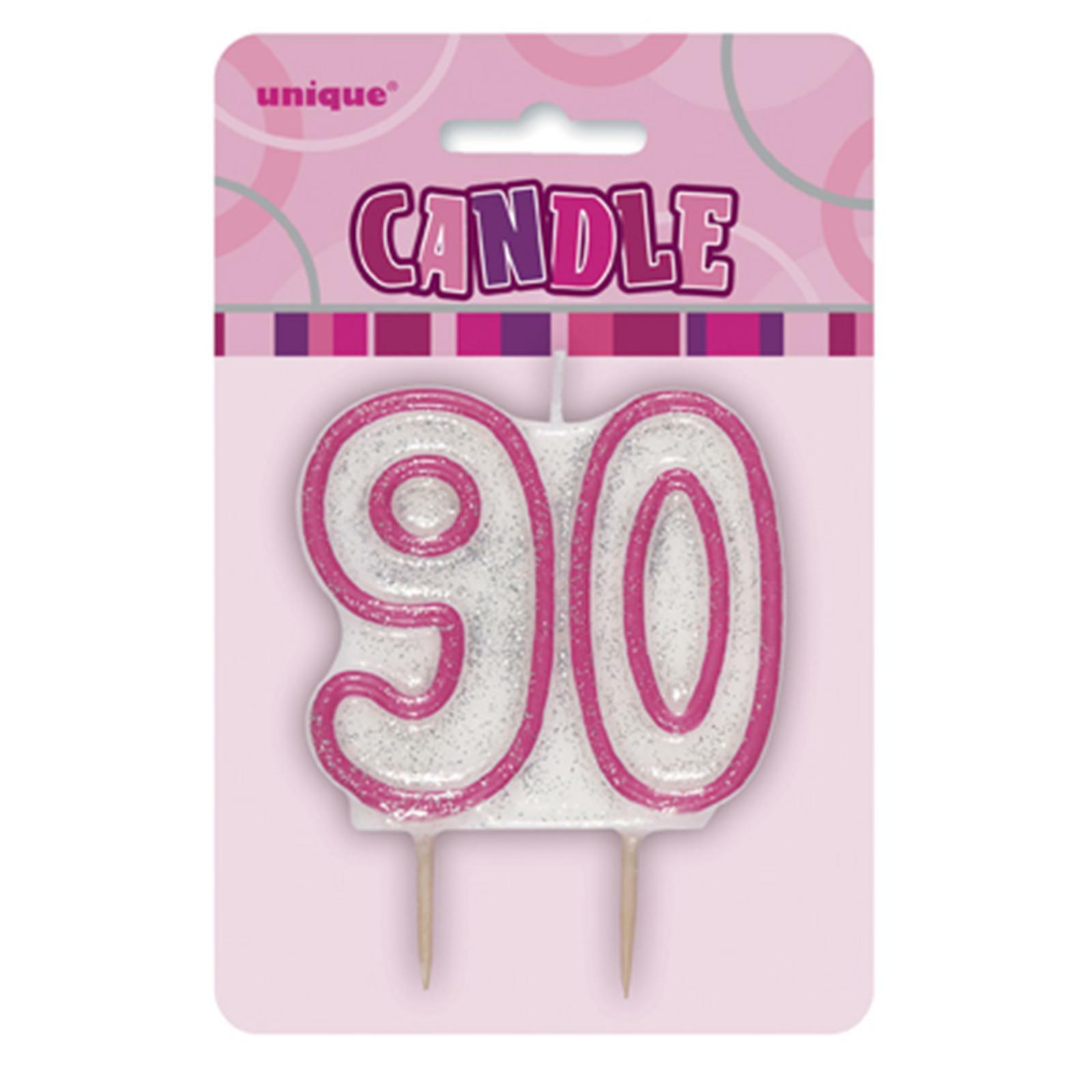 Glitz Pink 90th Birthday Candle