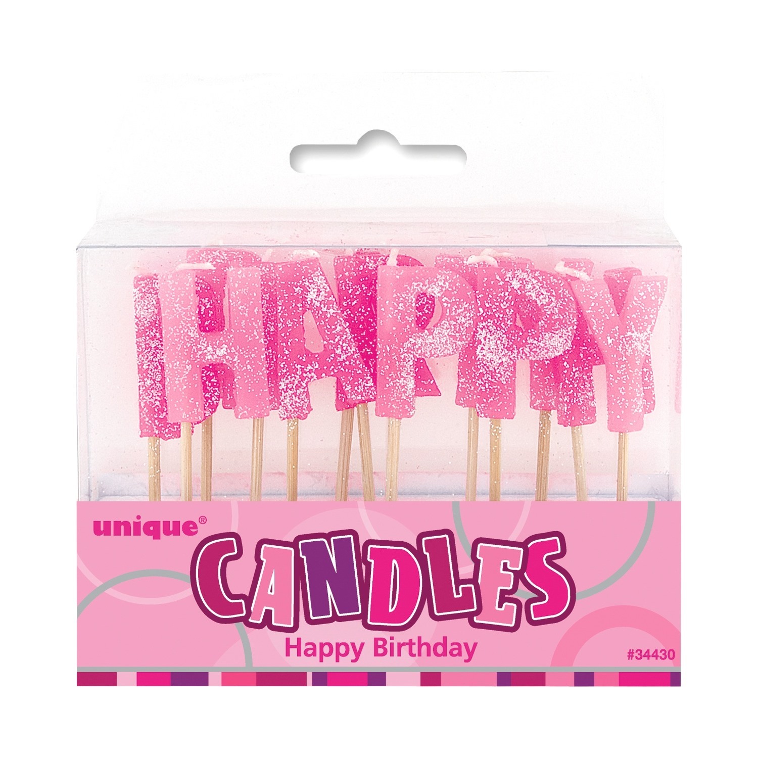 Glitz Pink Happy Birthday Candles