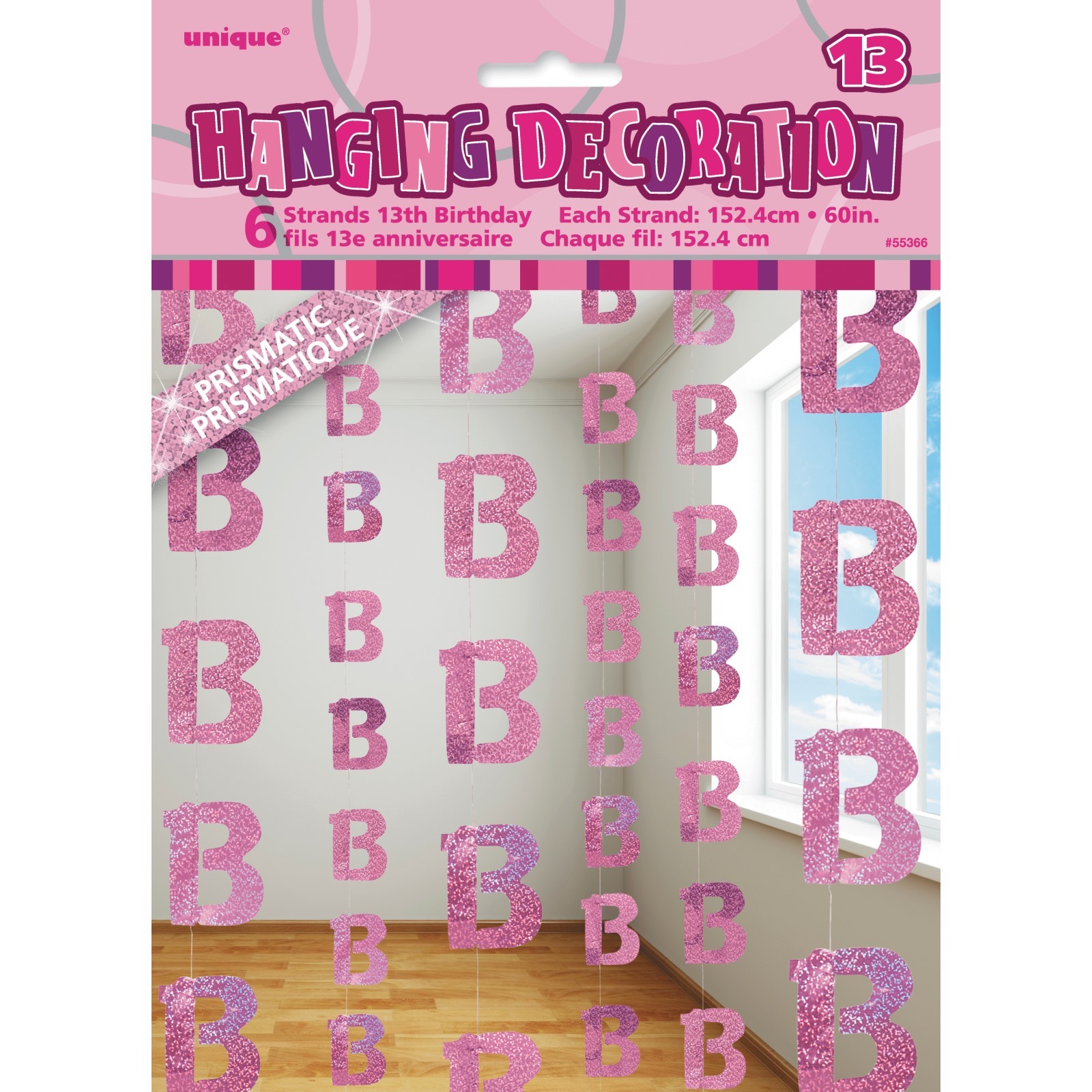 Glitz Pink 13th Birthday Hanging Decoration