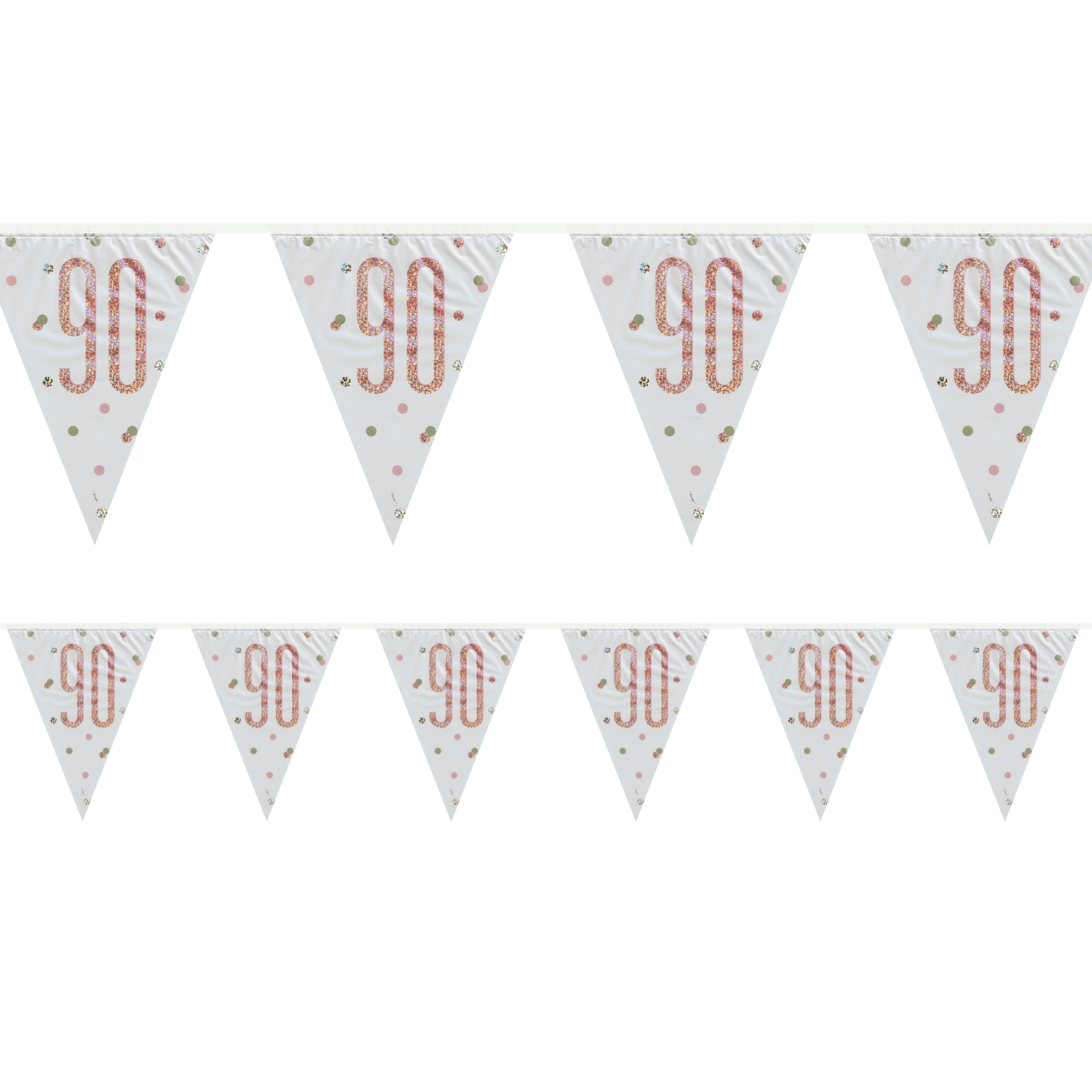 Rose Gold Prismatic 90th Birthday Flag Banner 2.74m 