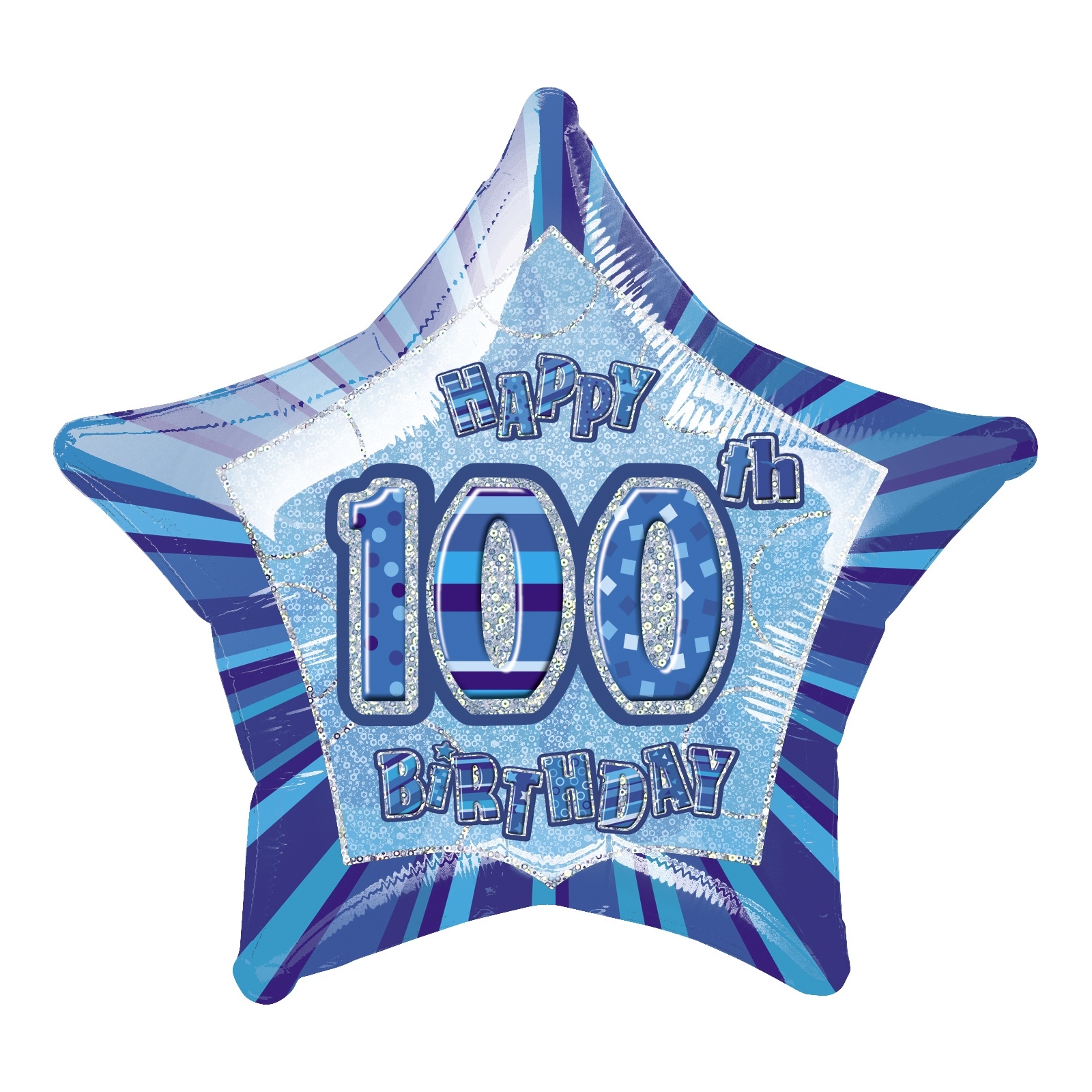 Glitz Blue 100th Birthday Helium Balloon