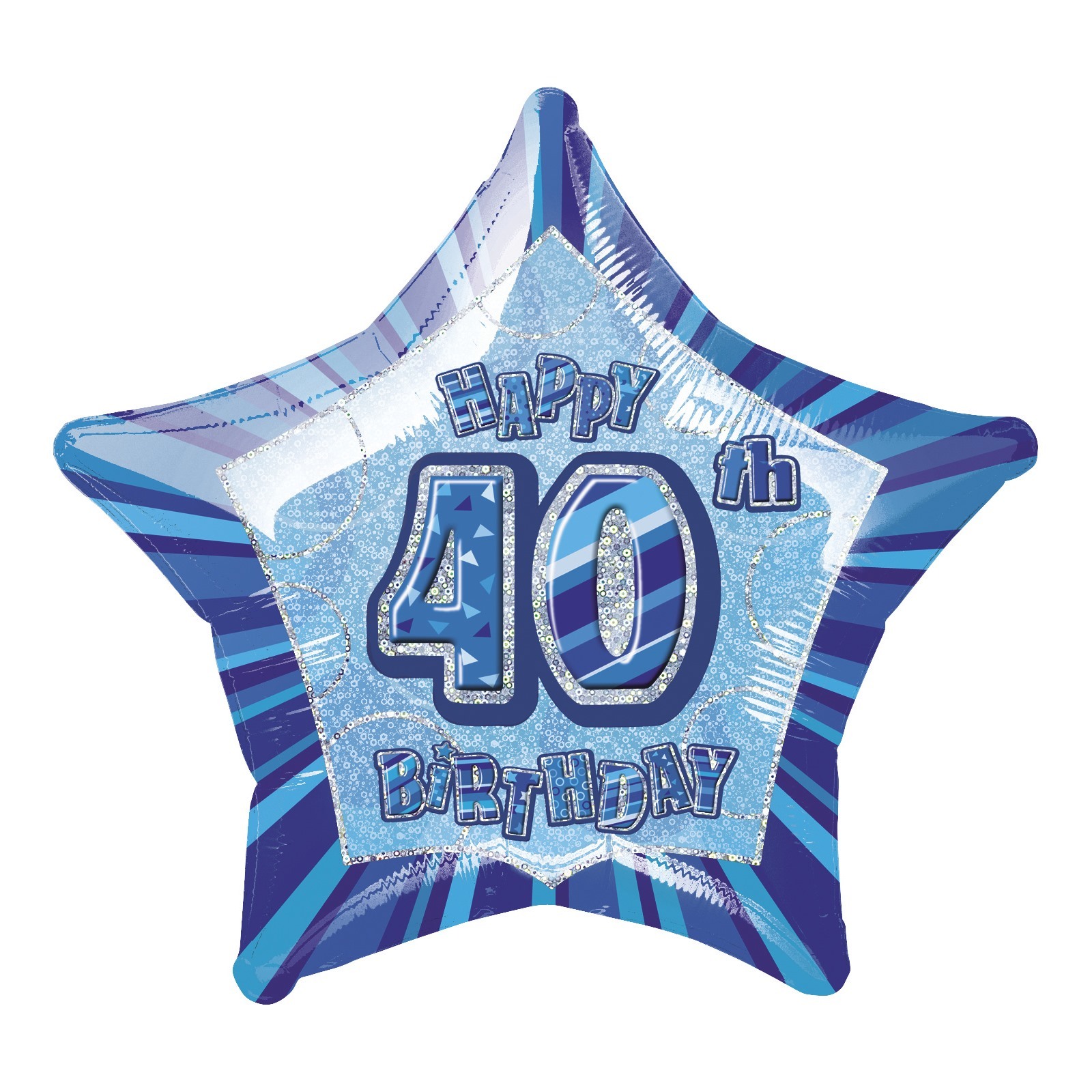 Glitz Blue 40th Birthday Helium Balloon