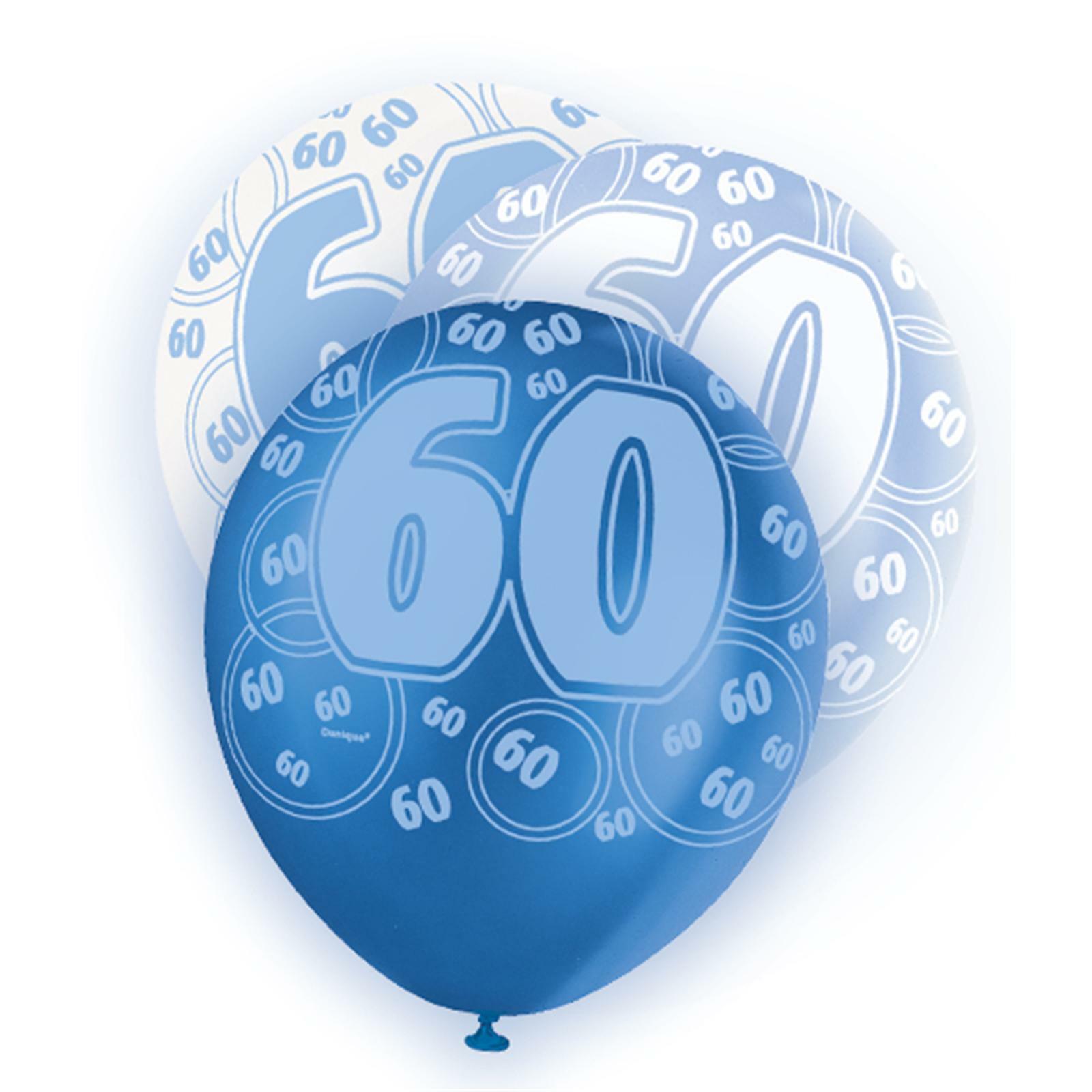 Glitz Blue 60th Birthday Balloons (Pack of 6)