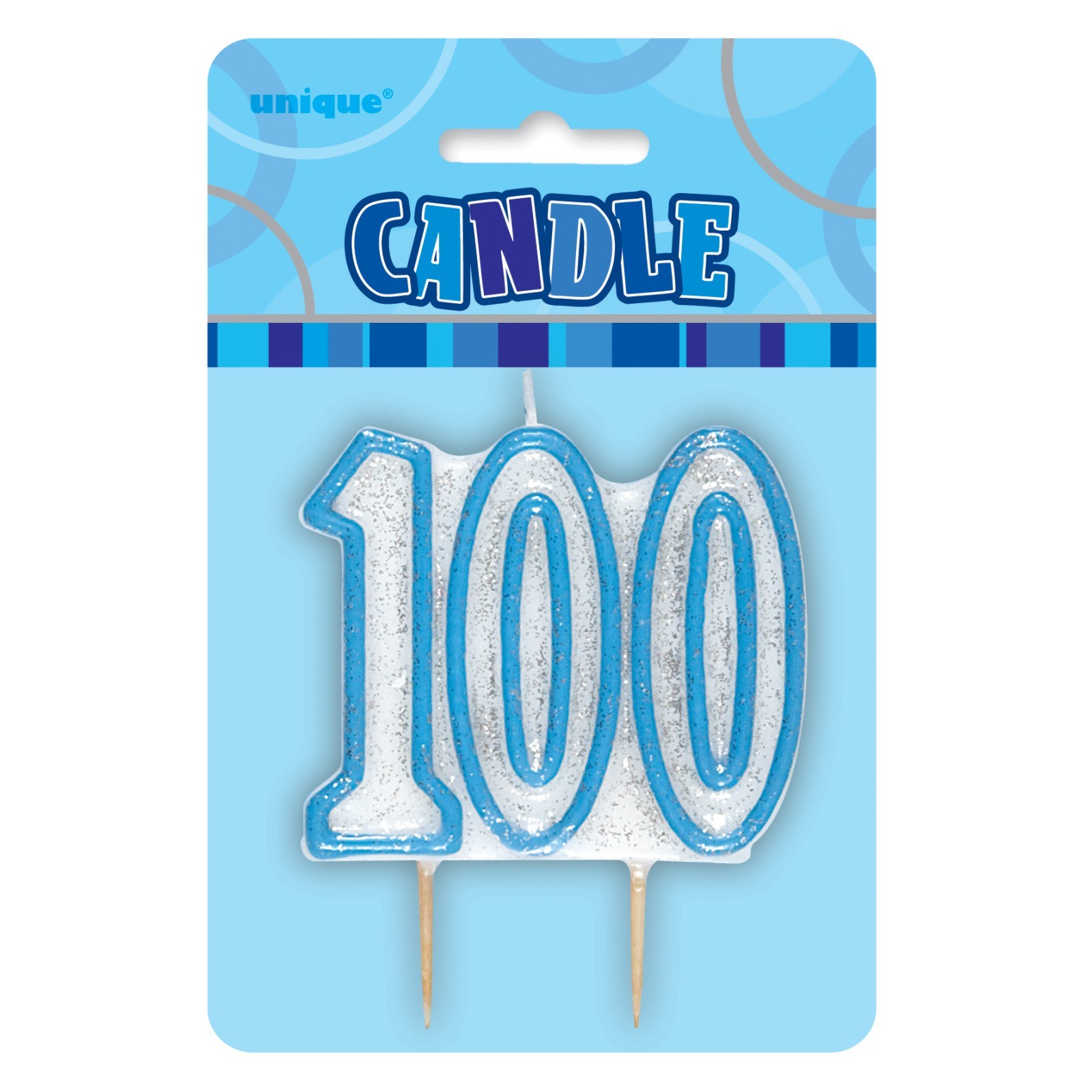 Glitz Blue 100th Birthday Candle