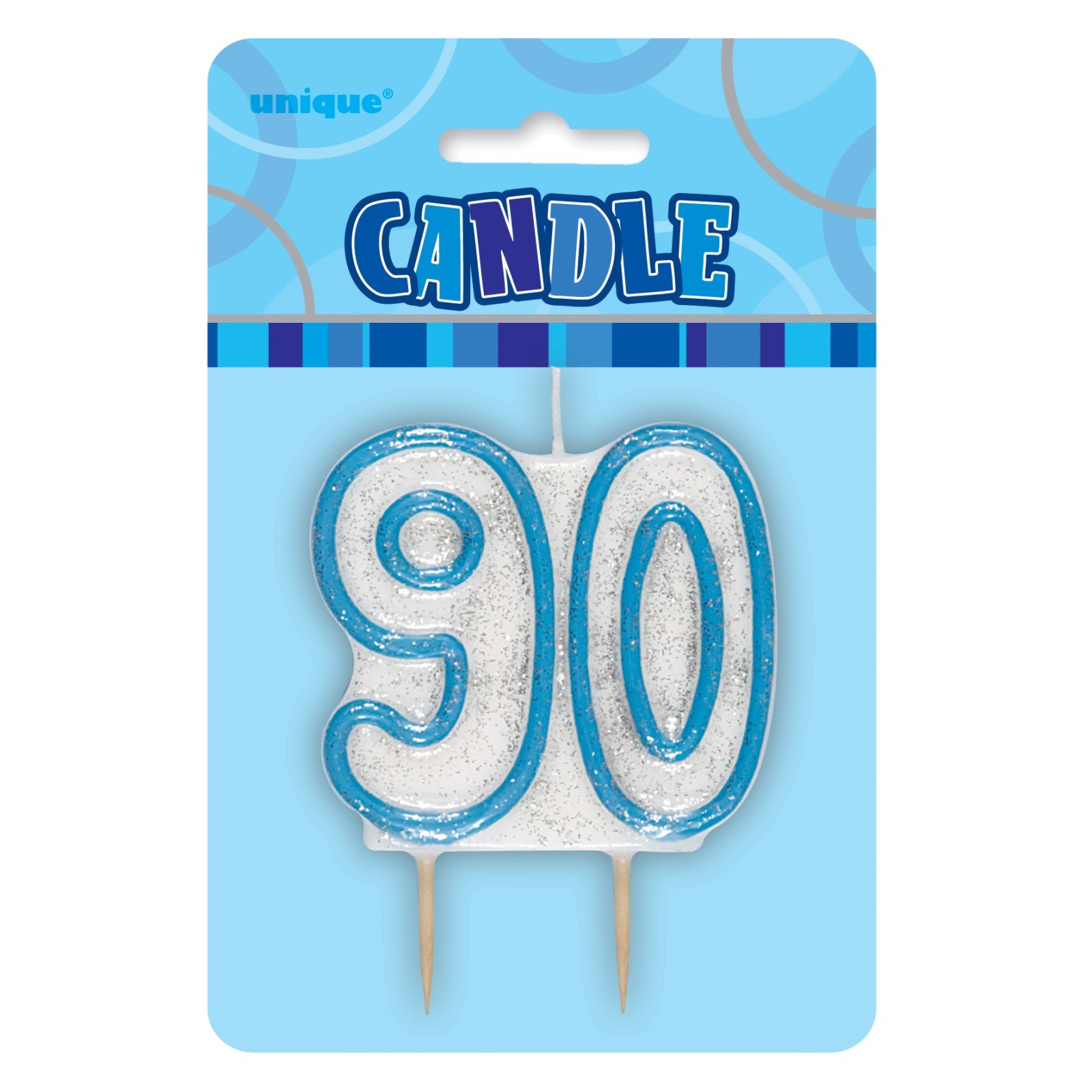 Glitz Blue 90th Birthday Candle