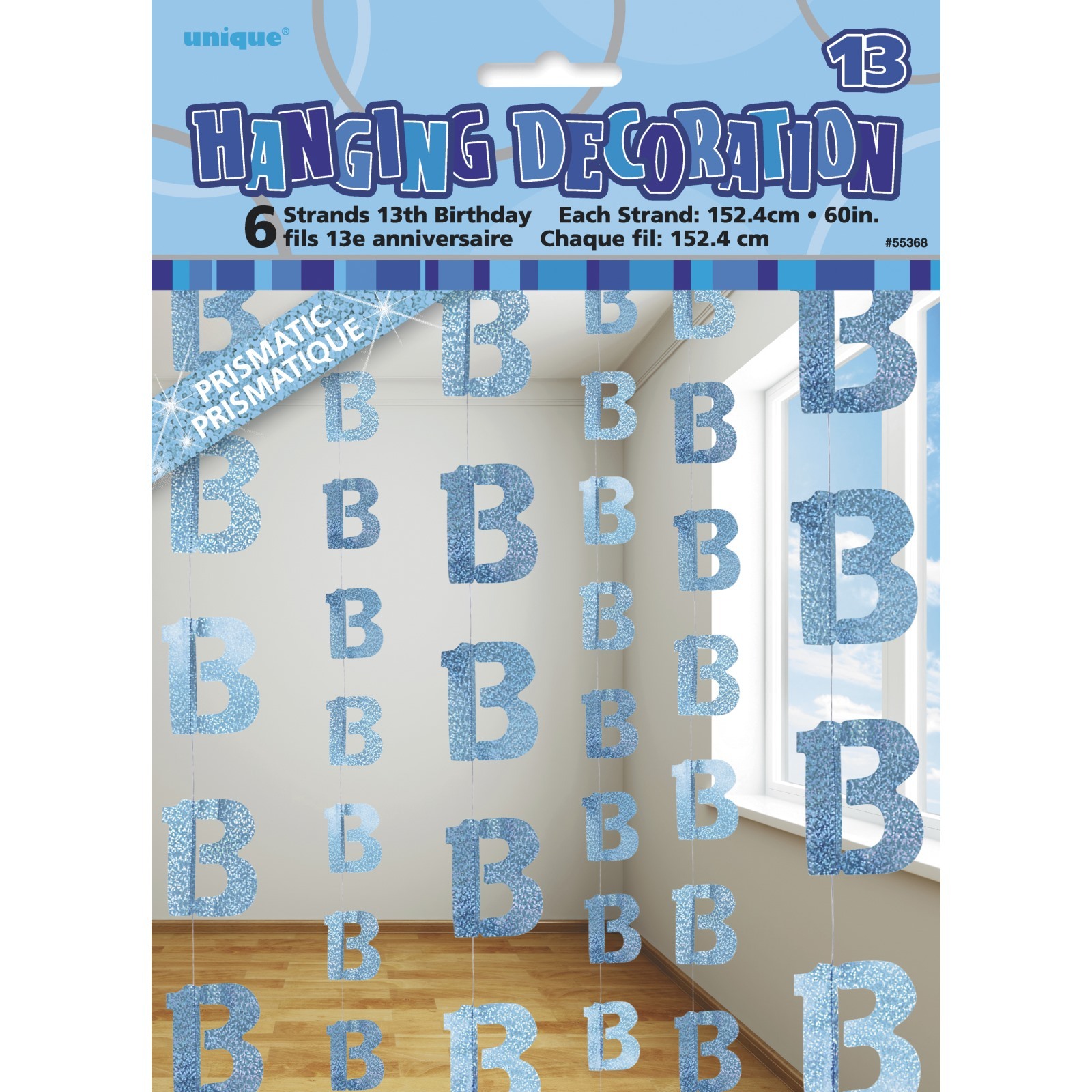 Glitz Blue 13th Birthday Hanging Decoration