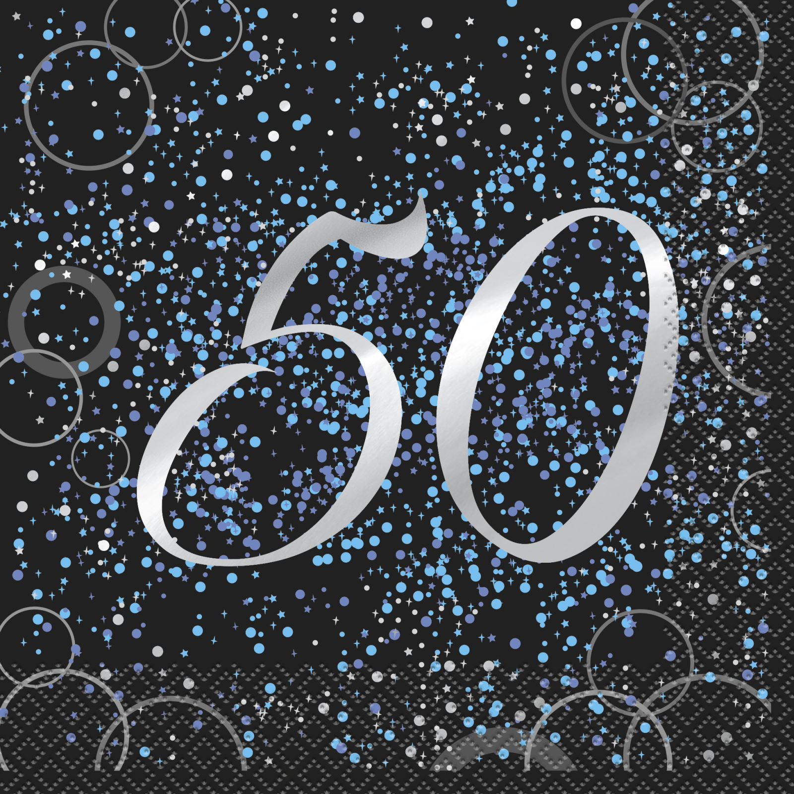 Glitz Blue 50th Birthday Large Napkins / Serviettes (Pack of 16)