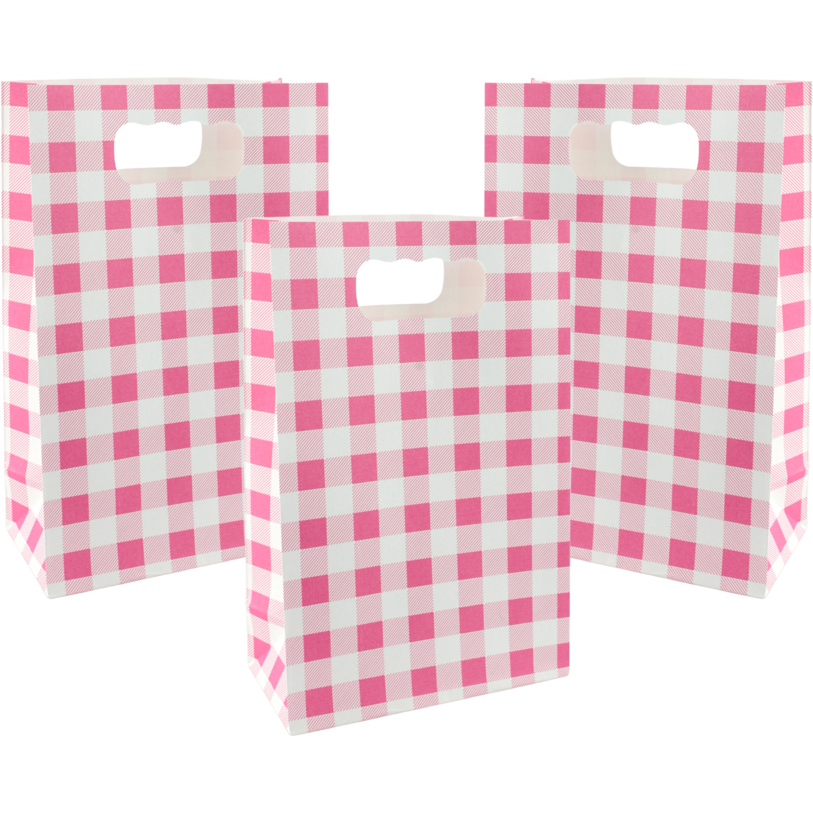 Pink Gingham Lolly/Treat Paper Bags (Pack of 6)