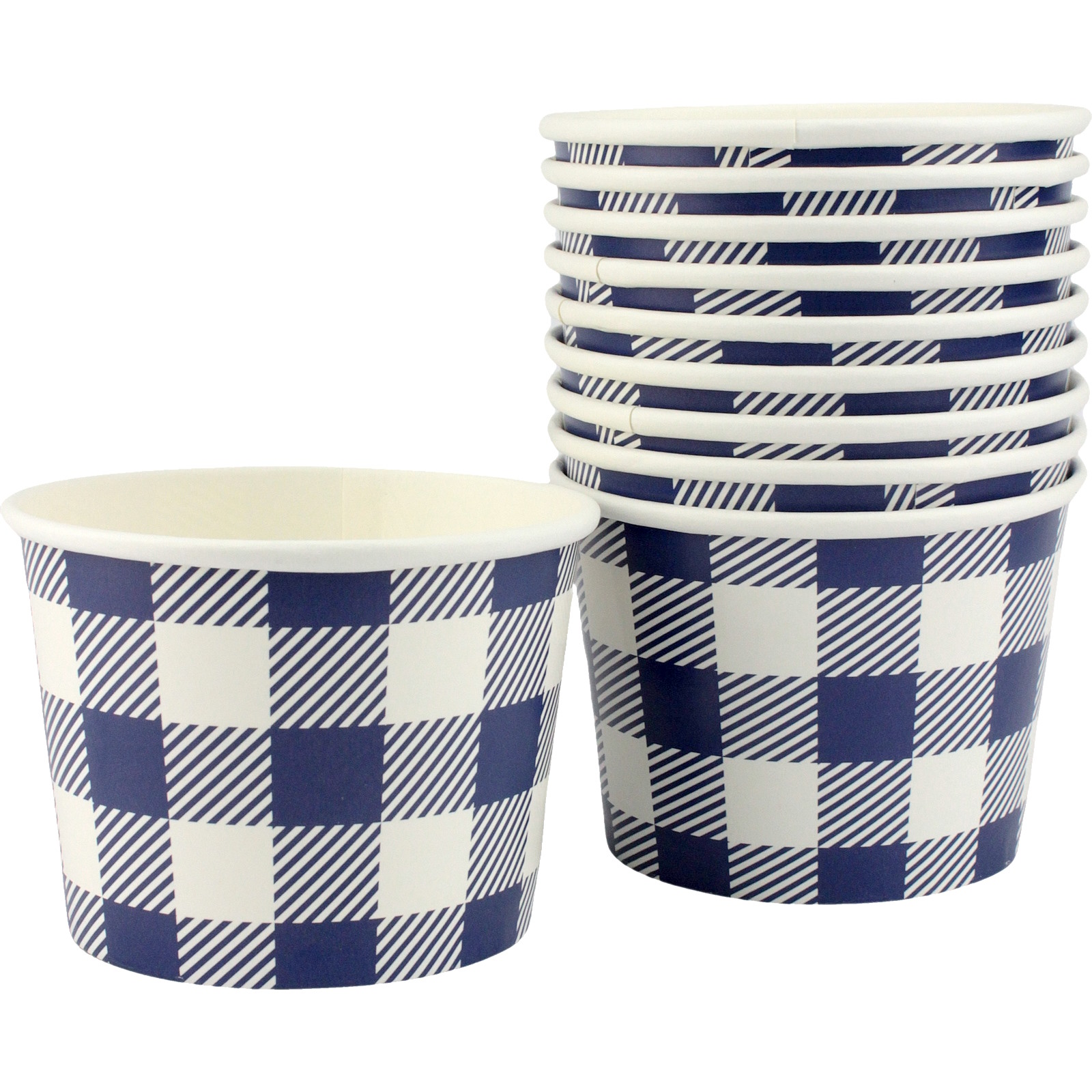 Navy Blue Gingham Paper Treat Cups (Pack of 10)