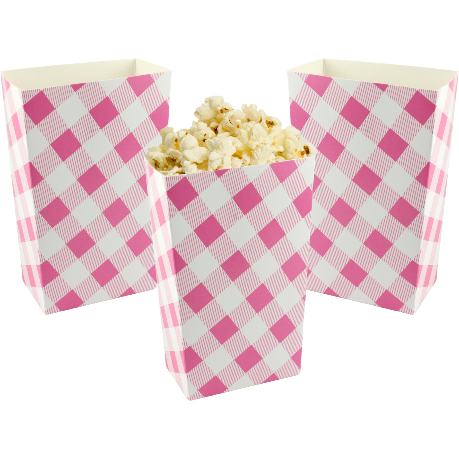 Pink Gingham Popcorn Boxes (Pack of 10)