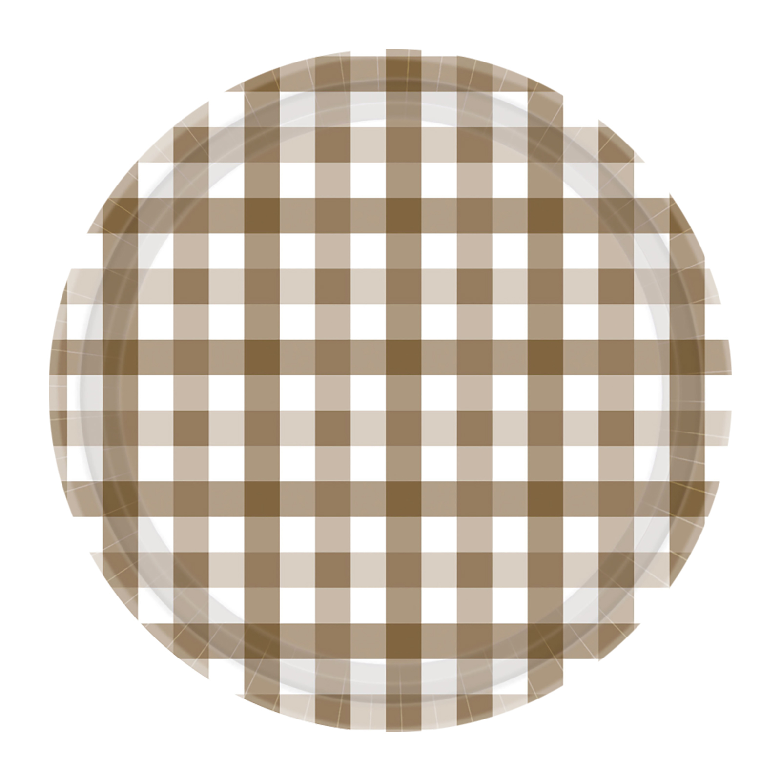 Brown Gingham Small Paper Plates (Pack of 8) 