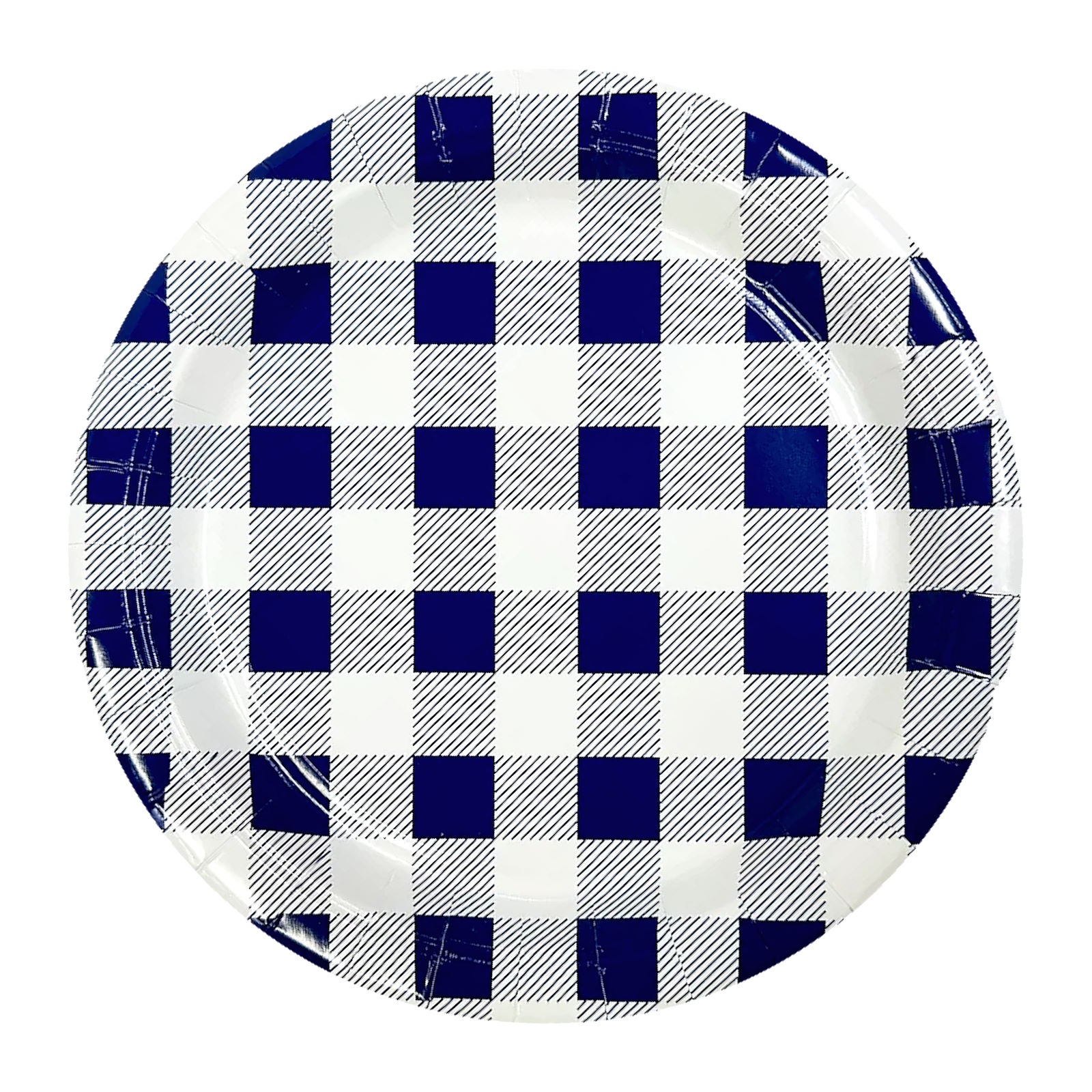 Navy Blue Gingham Small Paper Plates (Pack of 20)