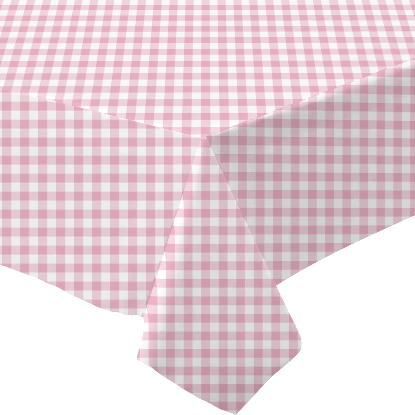 Pink and White Gingham Paper Tablecloth