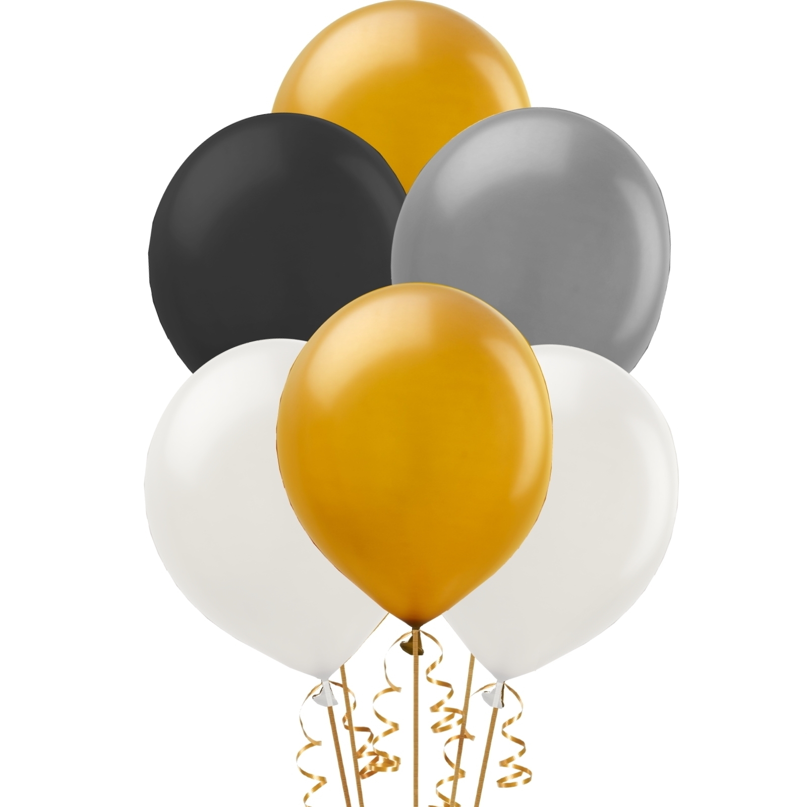 Metallic Black Gold and Silver Balloons (Pack of 50)