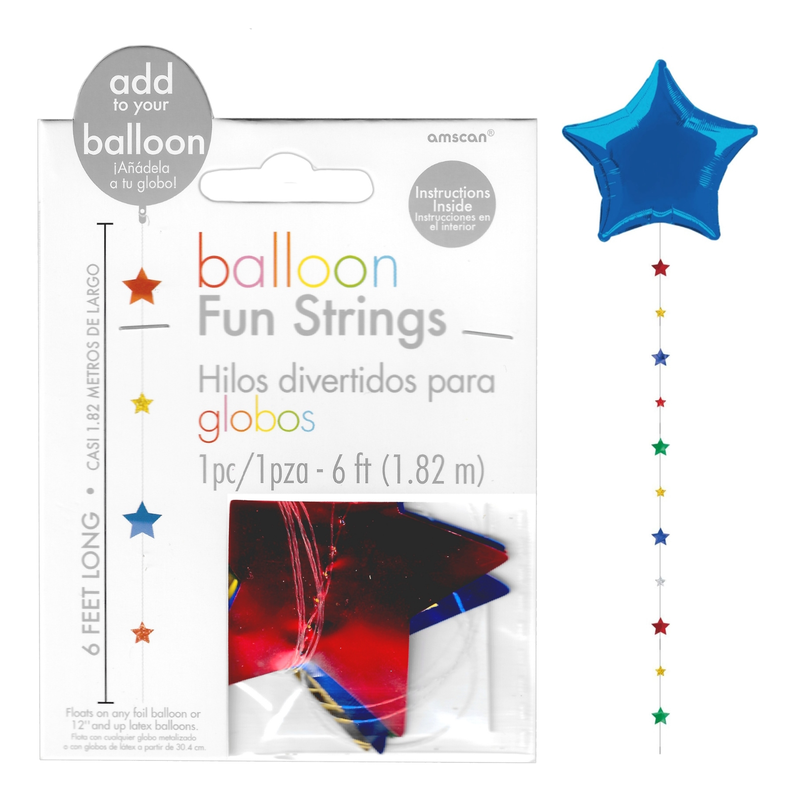 Multi-Coloured Stars Balloon Fun String