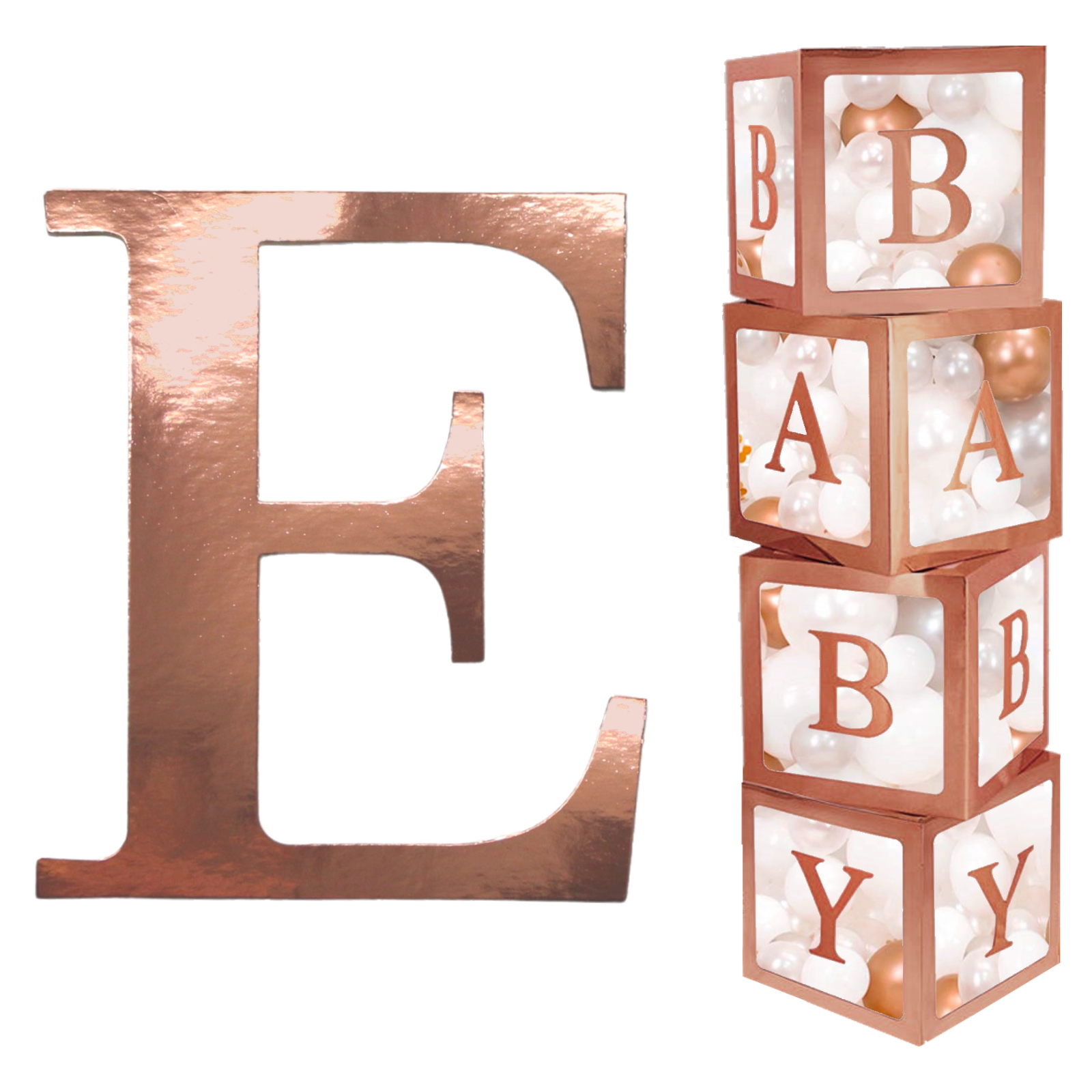 Rose Gold Cardboard Letter E (Pack of 2)
