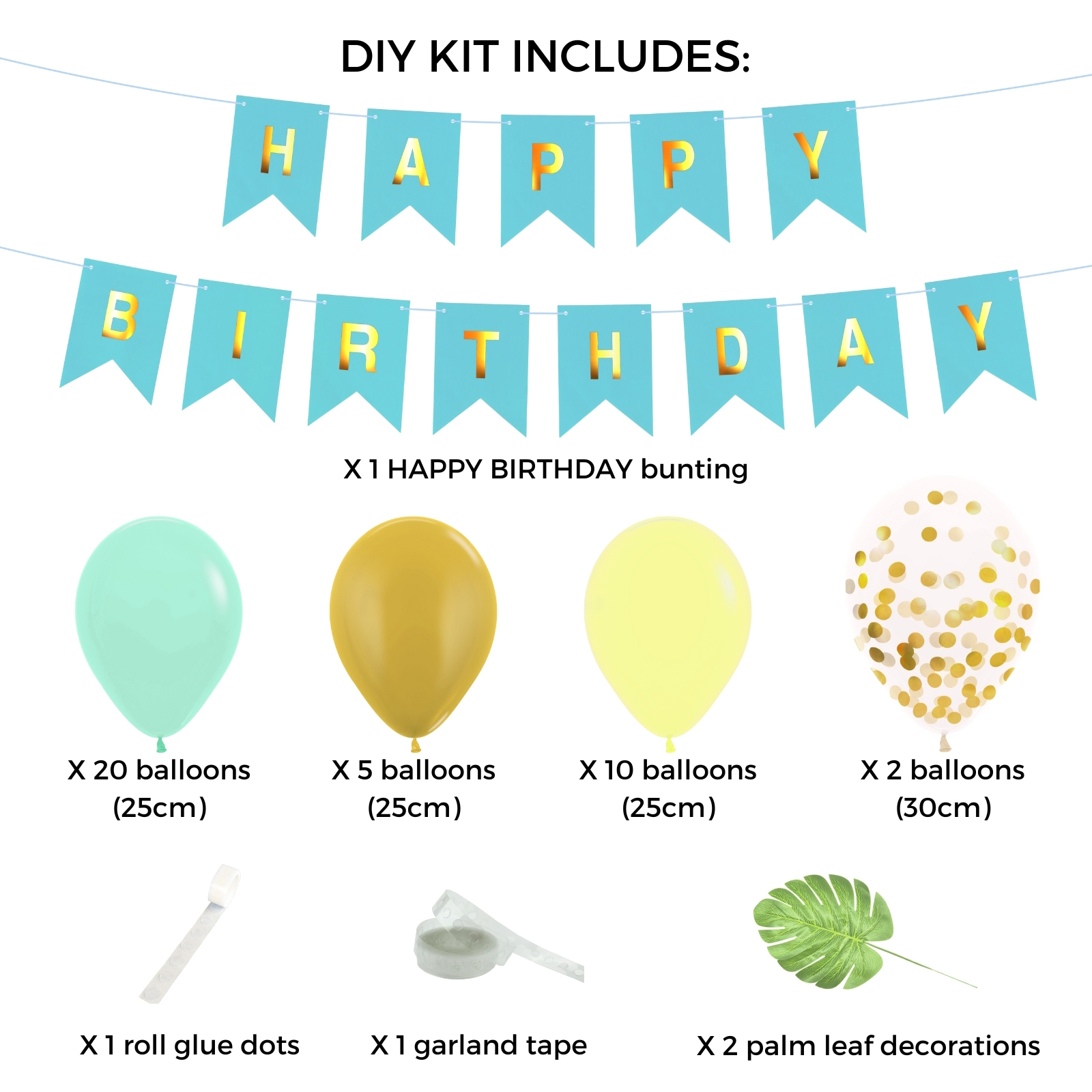 Blue Tropical Happy Birthday Balloon Banner Kit Discount Party