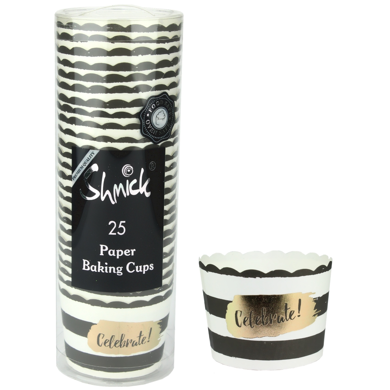 Black White and Gold Foil Glam Celebrate Baking Cups (Pack of 25)