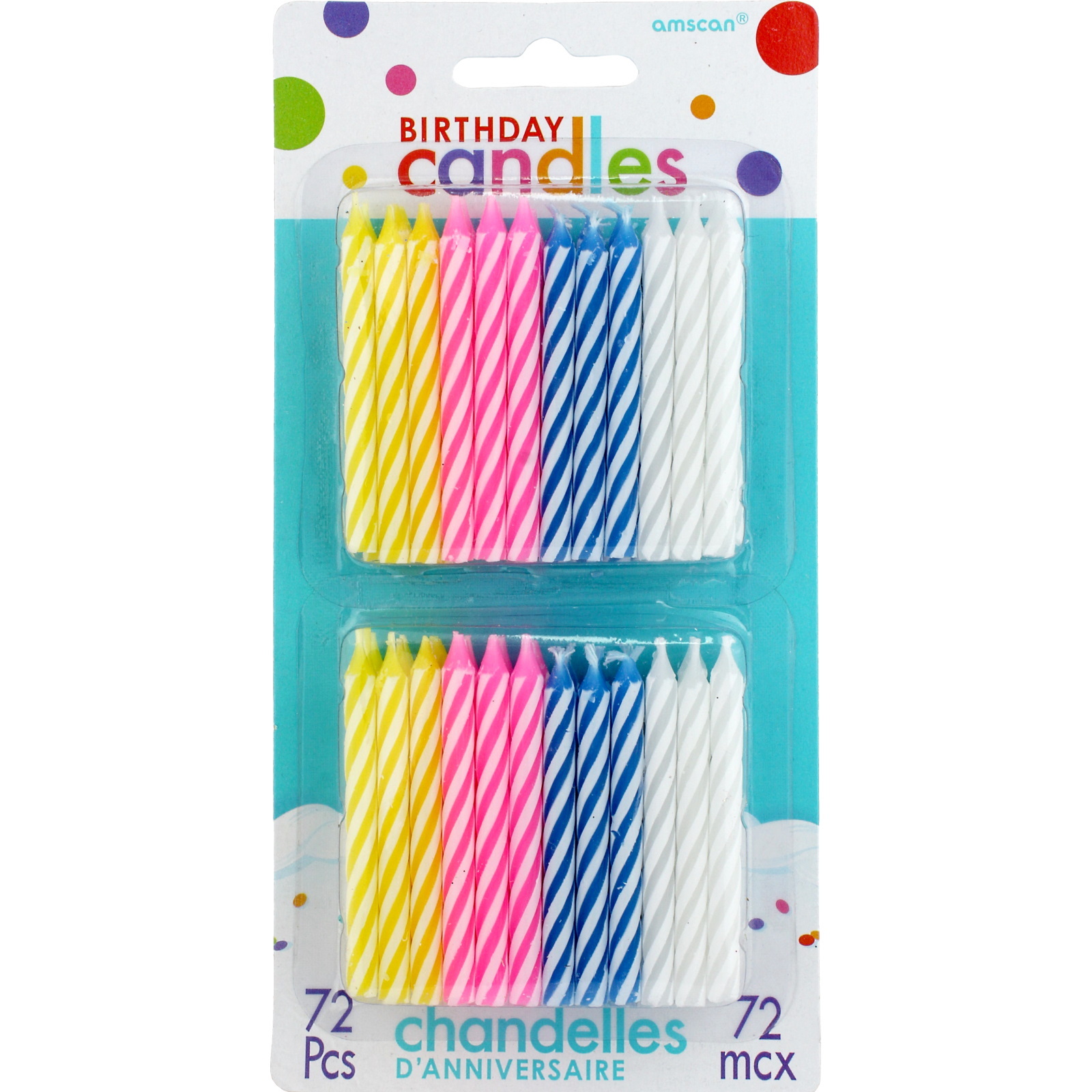 Assorted Striped Spiral Candles (Pack of 72)