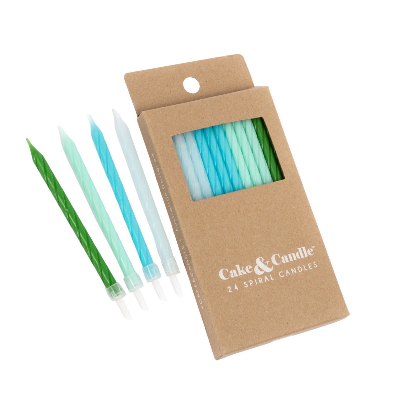 Blues & Greens Tall Spiral Candles (Pack of 24)