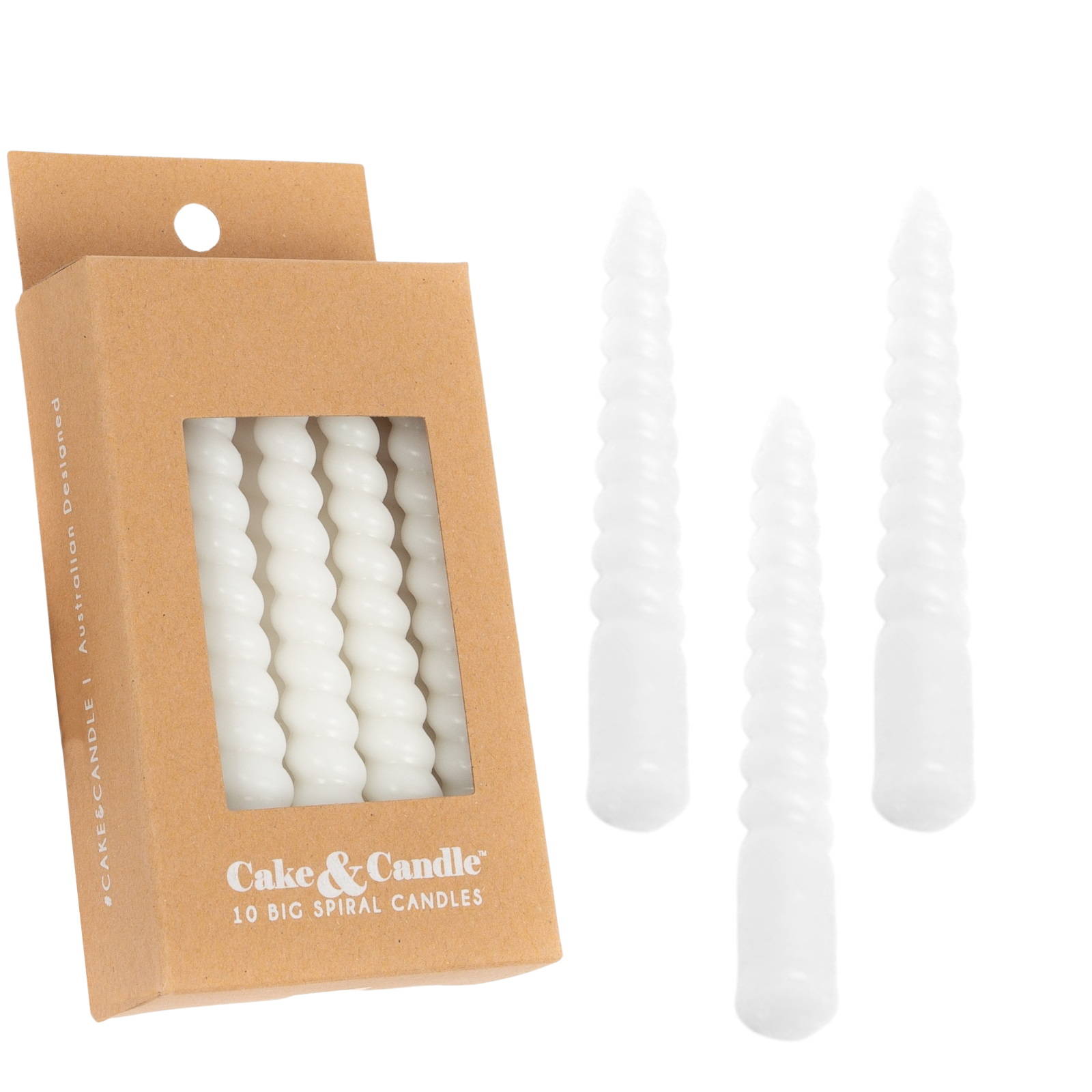White Large Spiral Candles (Pack of 10)