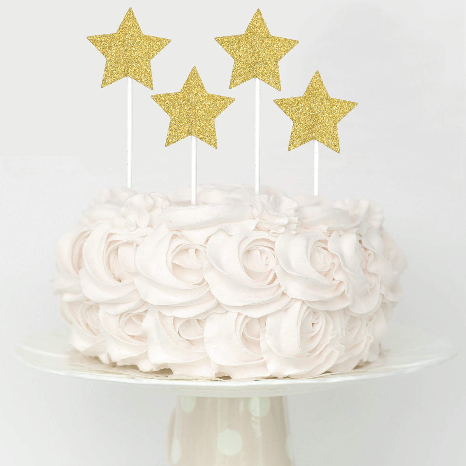 Gold Glitter Star Cake Toppers (Pack of 4) | Discount Party Supplies ...