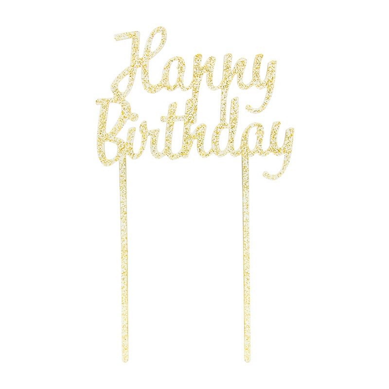 Happy Birthday Gold Glitter Acrylic Cake Topper